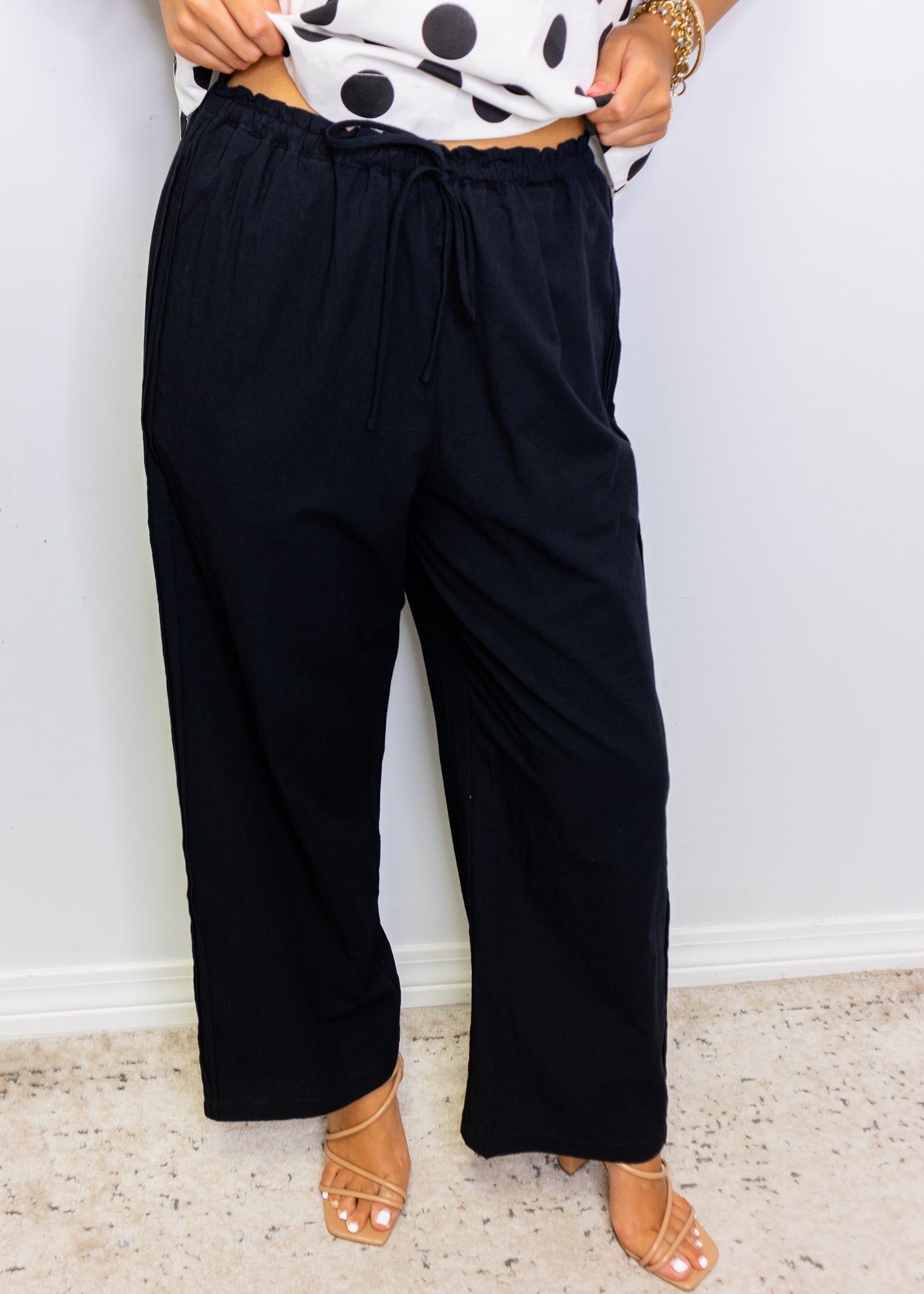 Black Pleat Detail Pants