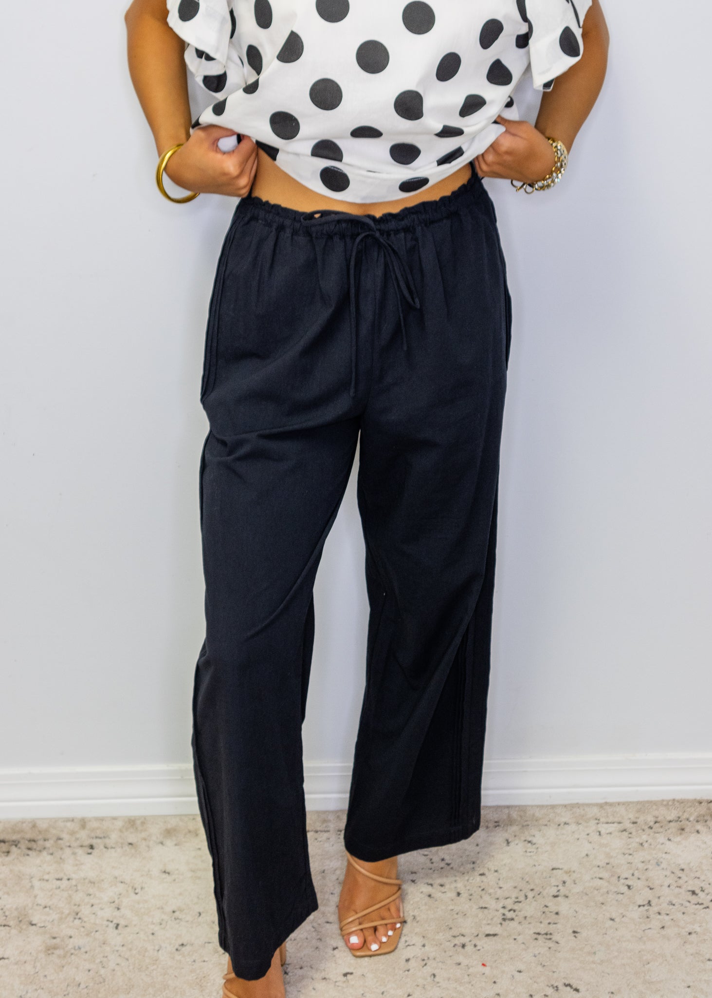 Black Pleat Detail Pants