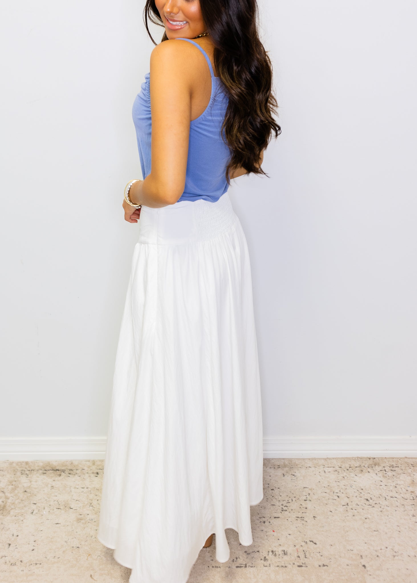 White High Waist Maxi Skirt
