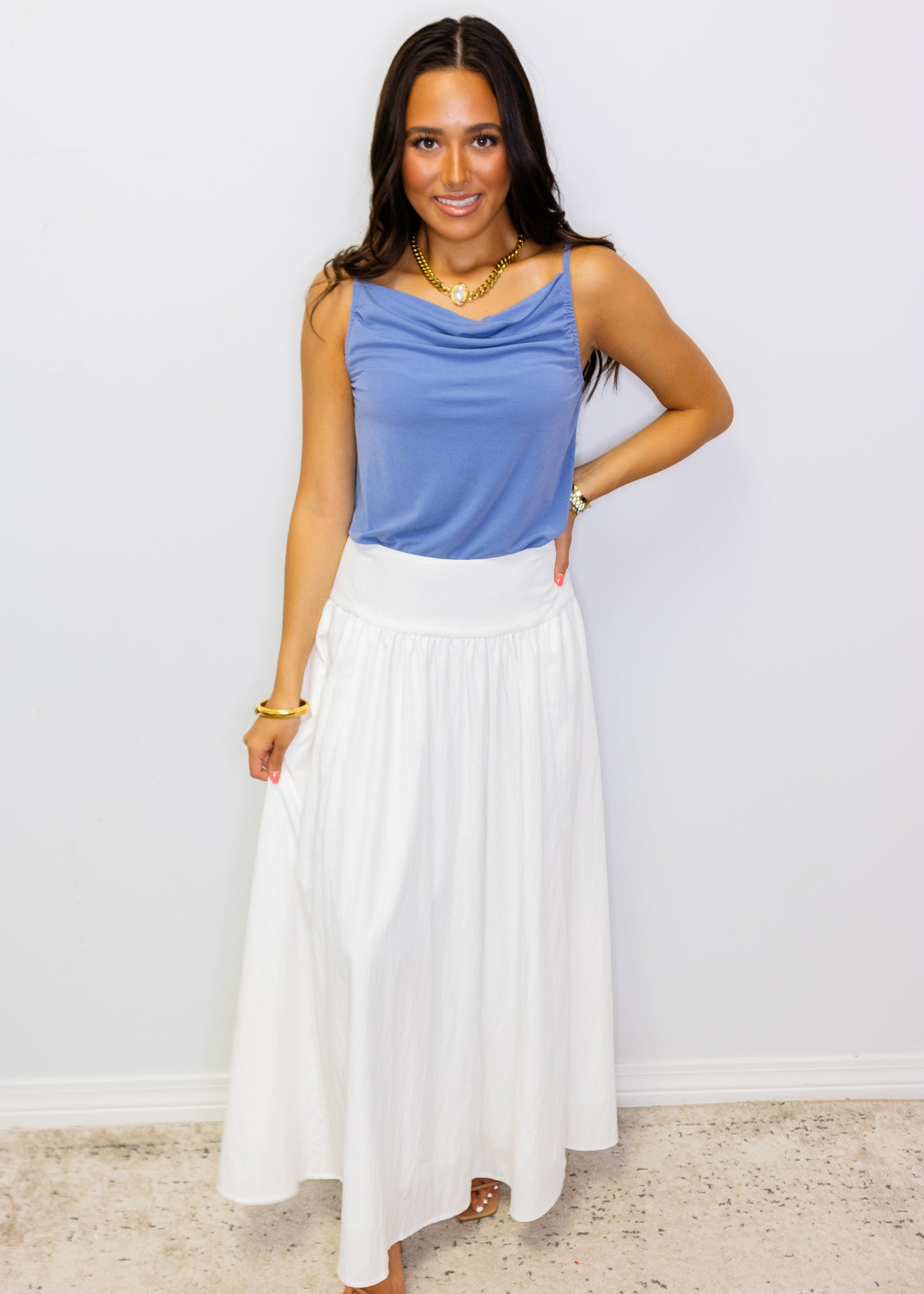 White High Waist Maxi Skirt