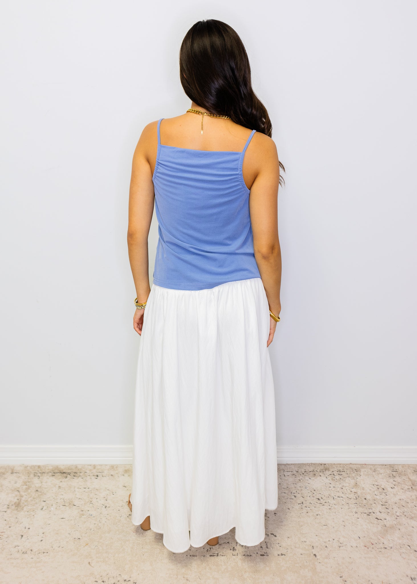 Blue Cowl Neck Cami Top
