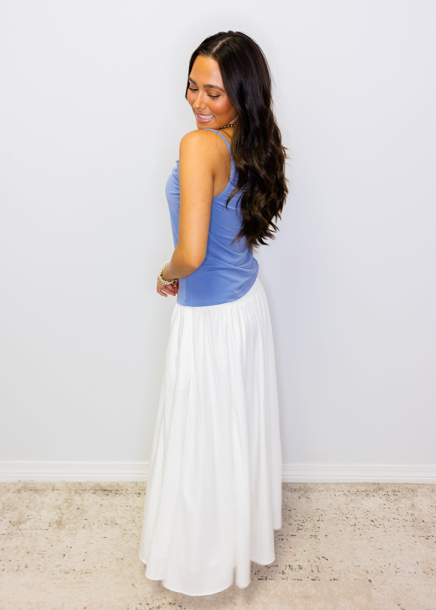 Blue Cowl Neck Cami Top