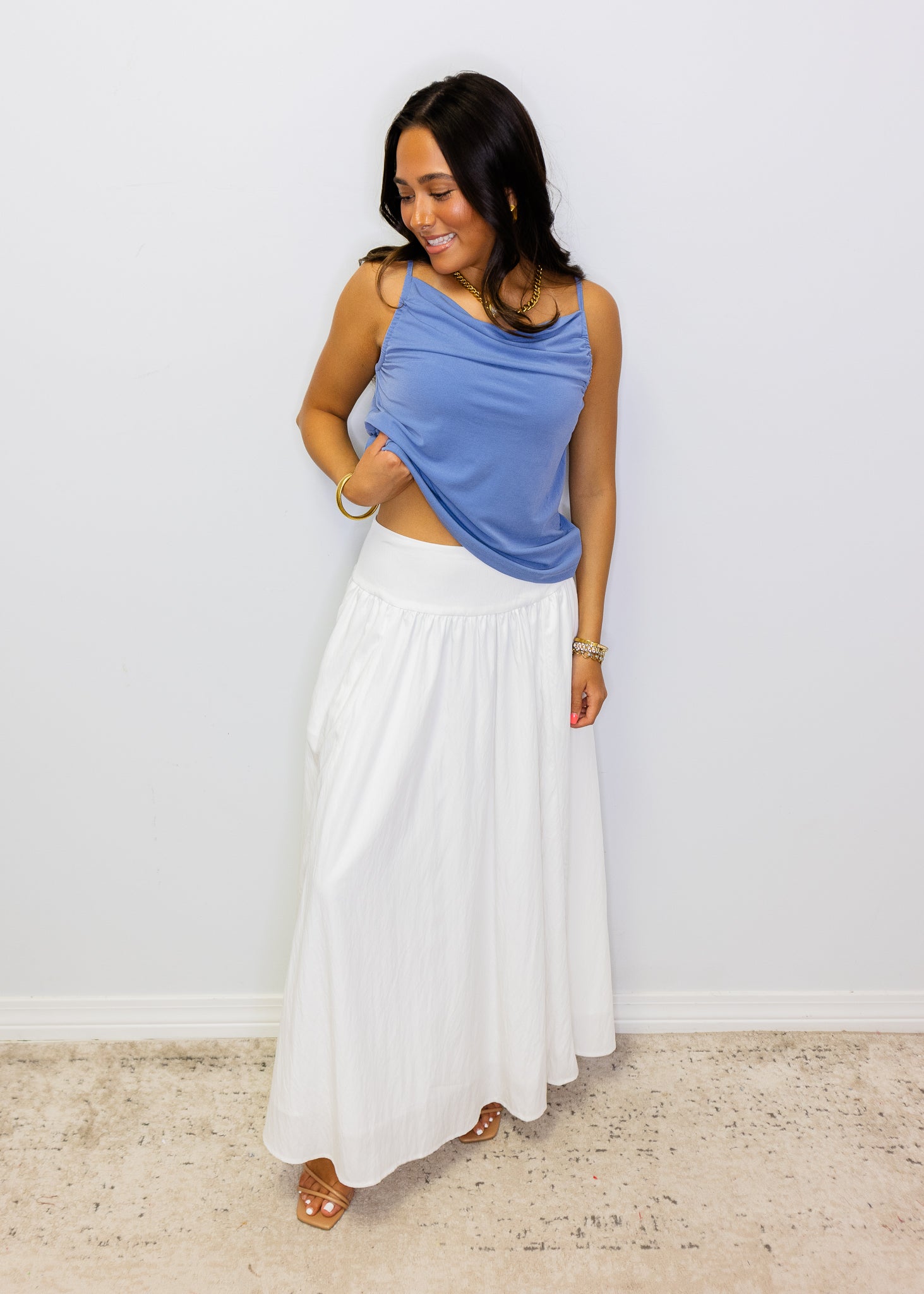 White High Waist Maxi Skirt