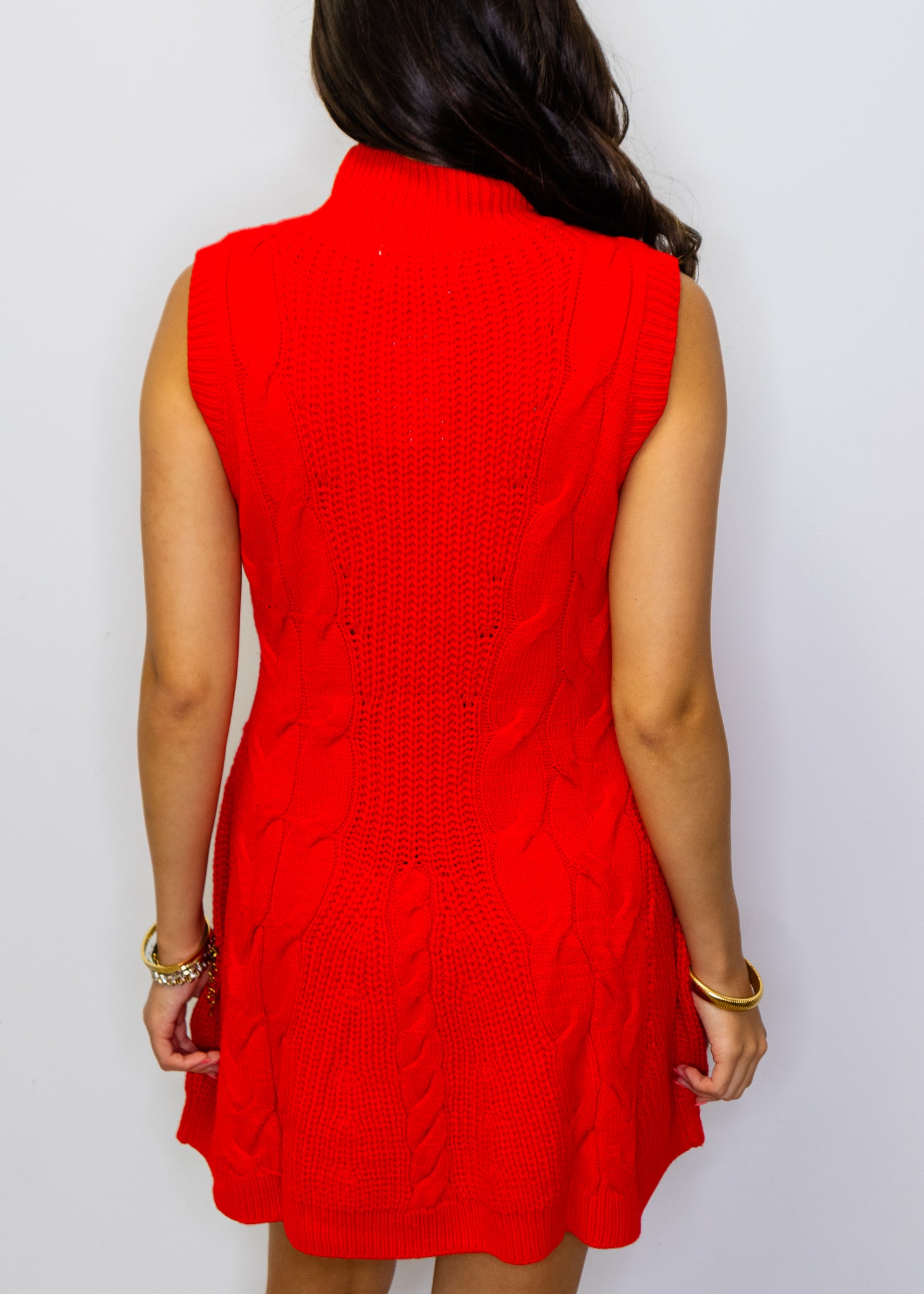 Red Mock Neck Sweater Dress