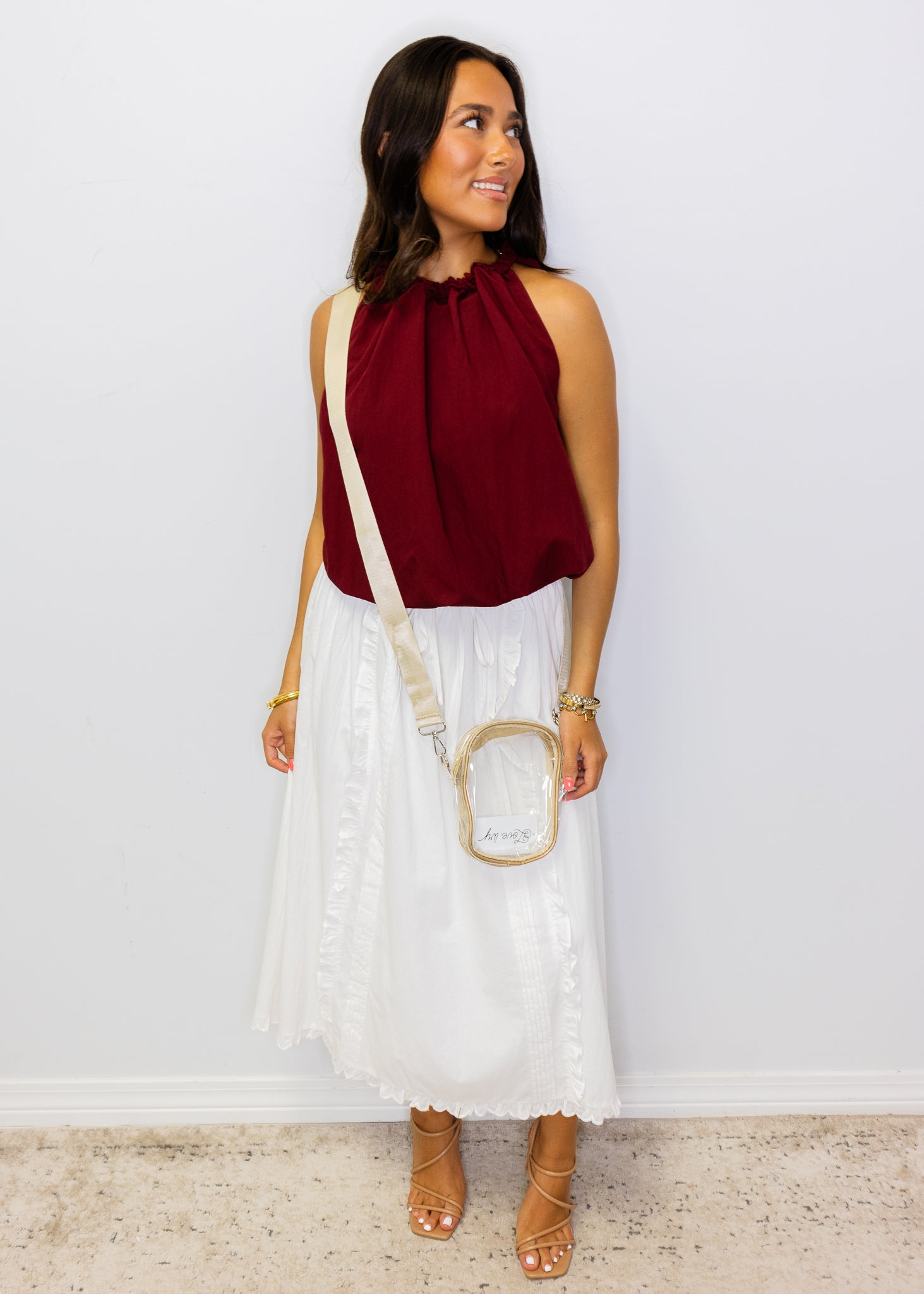 Crimson Halter Bubble Top