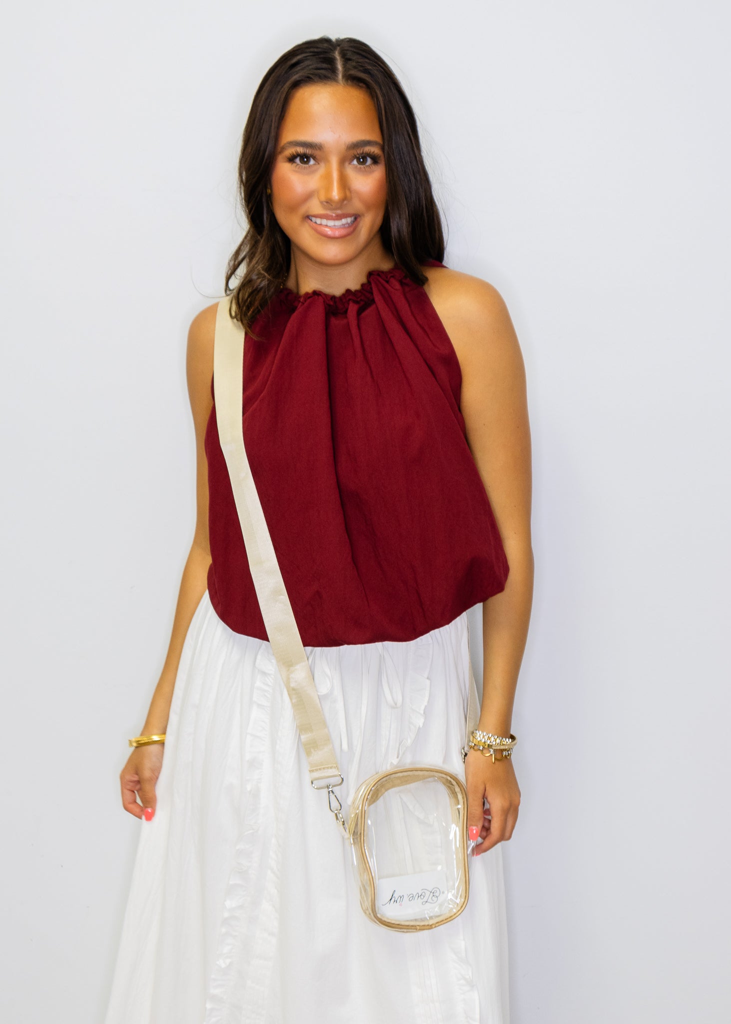 Crimson Halter Bubble Top