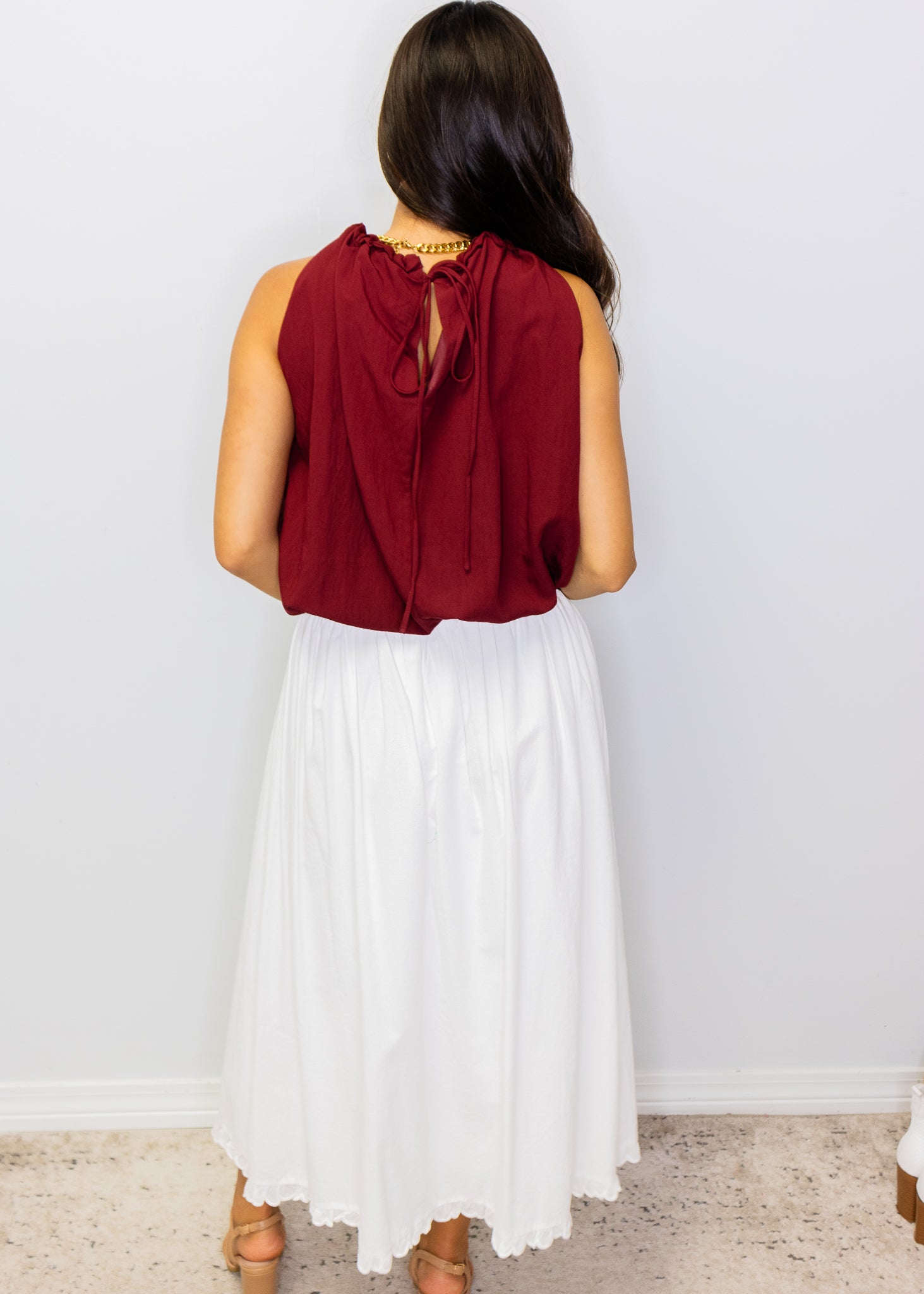 Crimson Halter Bubble Top