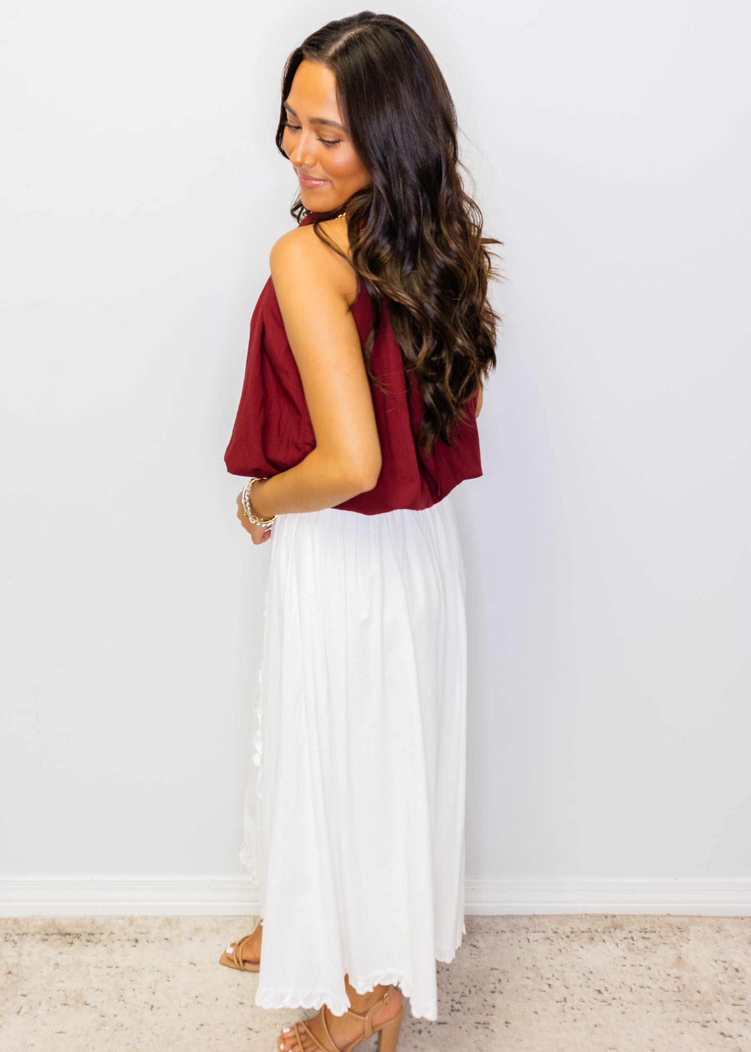 Crimson Halter Bubble Top
