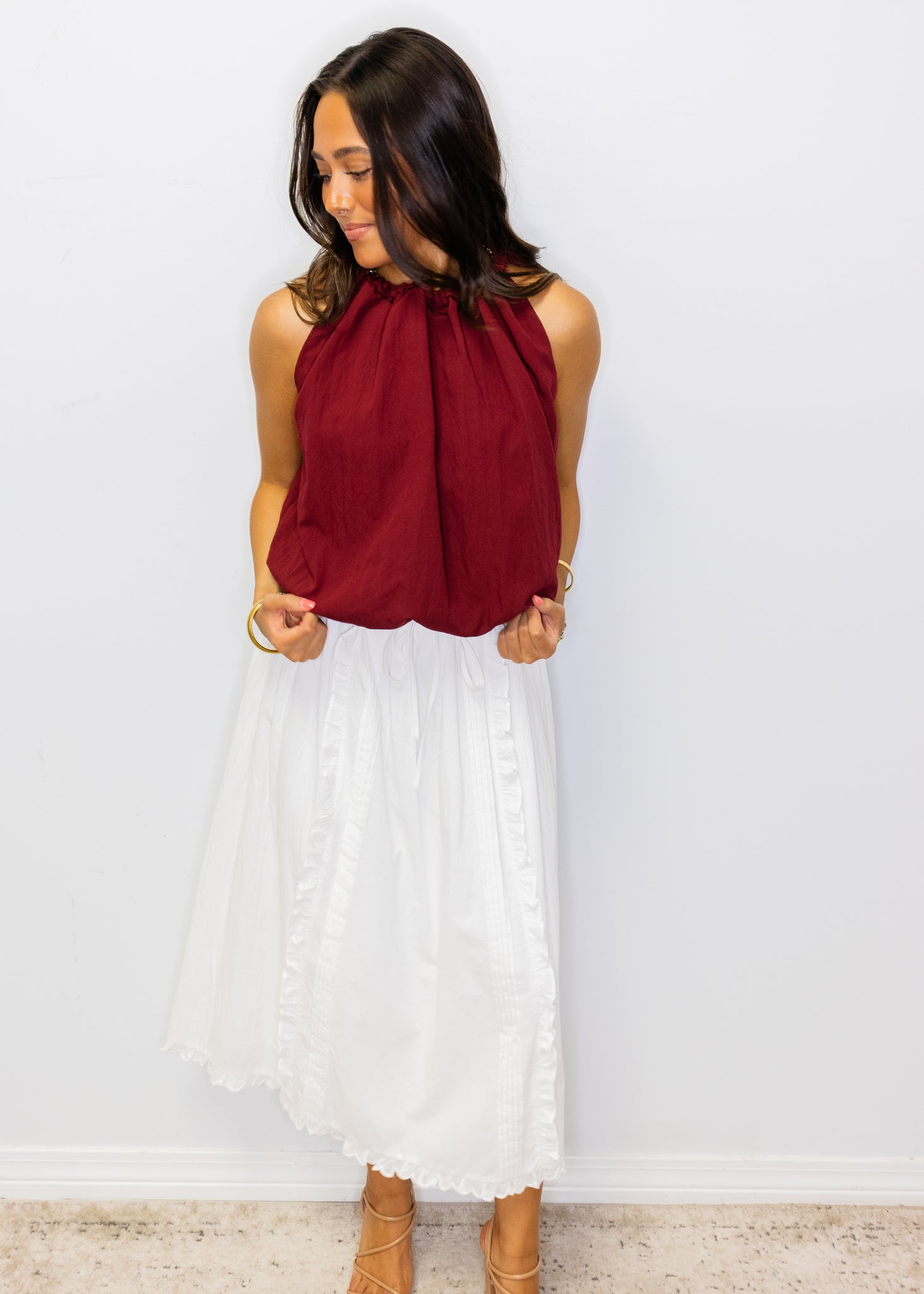 Crimson Halter Bubble Top