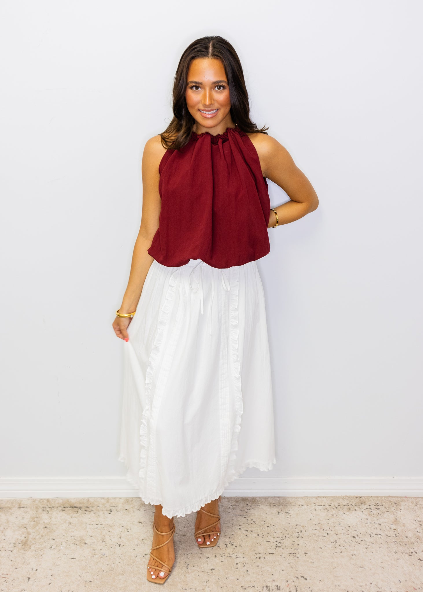 Crimson Halter Bubble Top