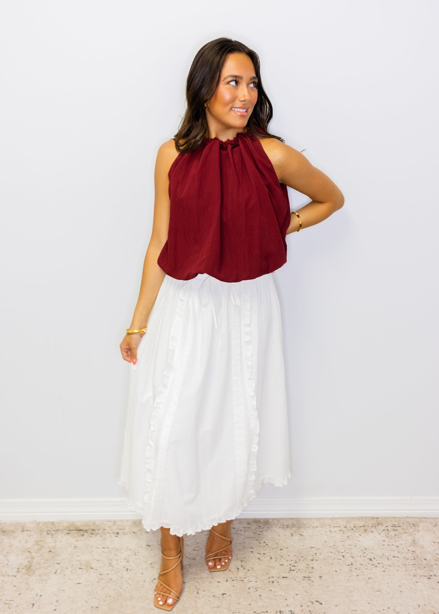 Crimson Halter Bubble Top