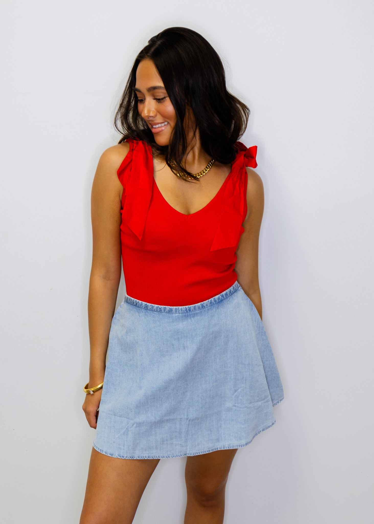 Light Denim Flared Skort