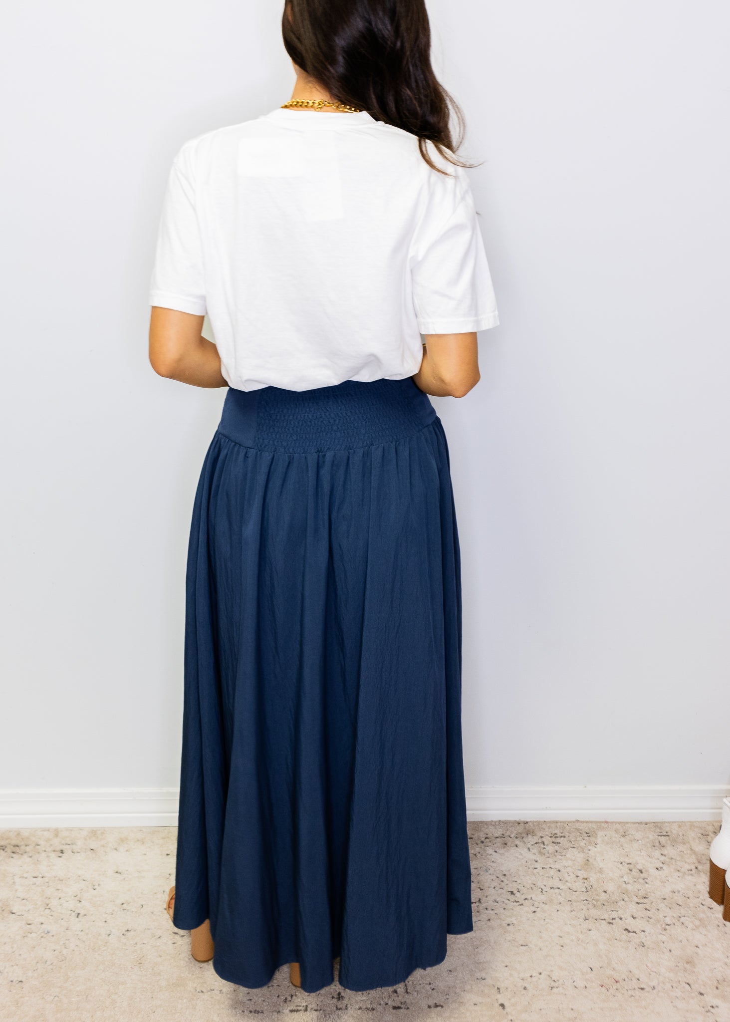 Navy High Waist Maxi Skirt