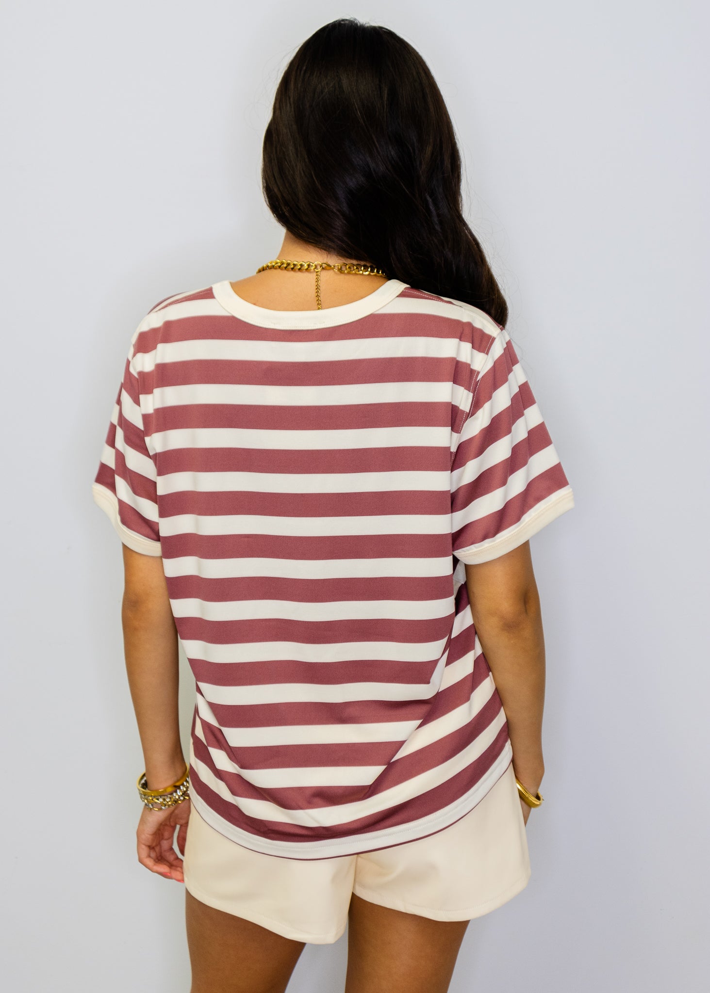 Maroon Stripe Knit Tee