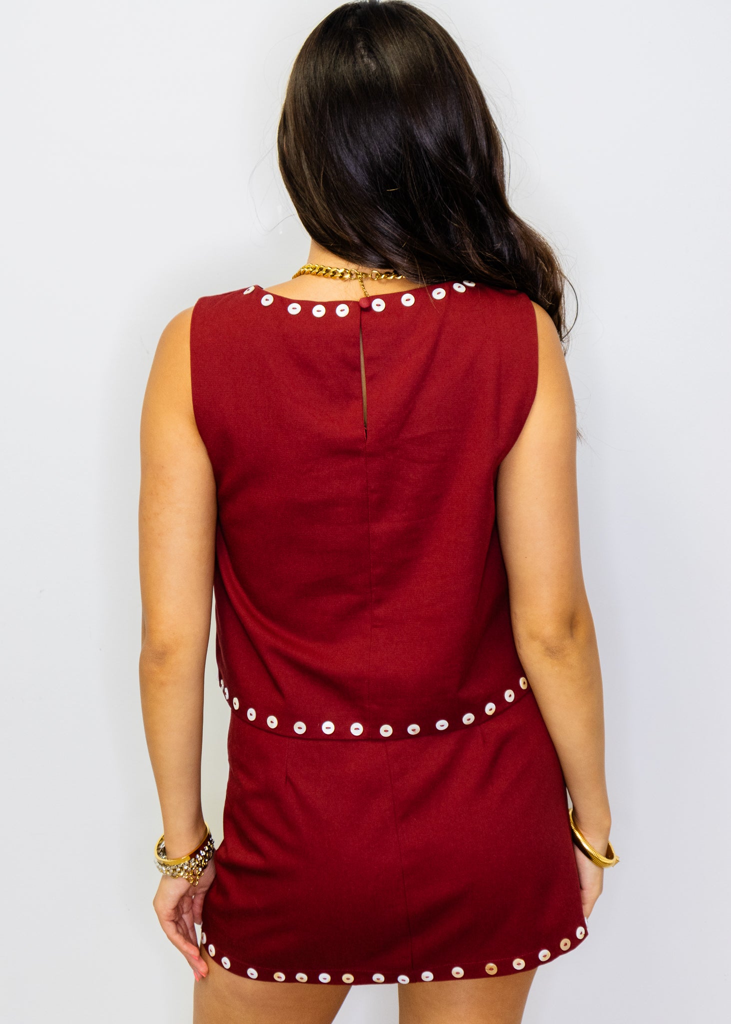 Burgundy Button Detail Set