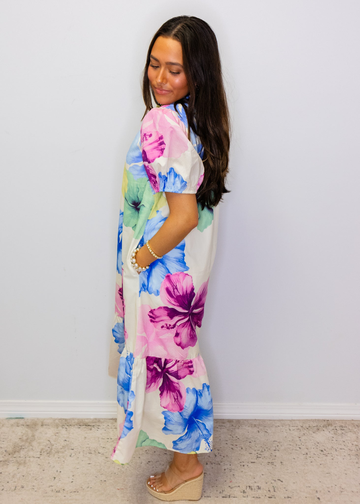 Multi Bold Floral Midi Dress