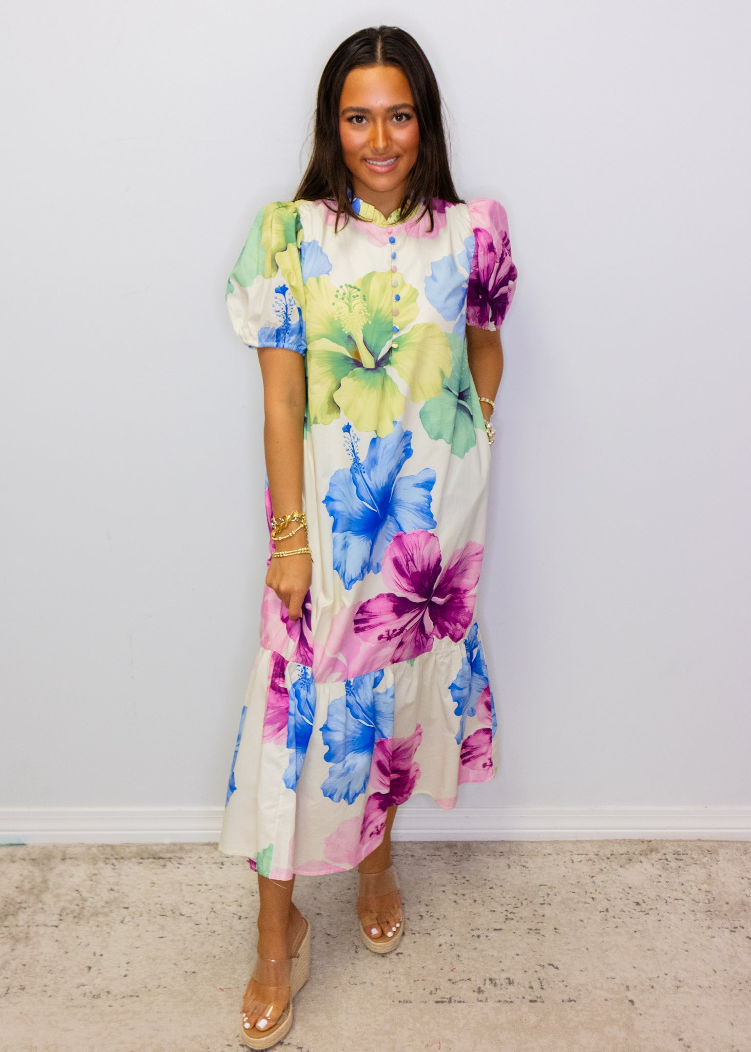 Multi Bold Floral Midi Dress
