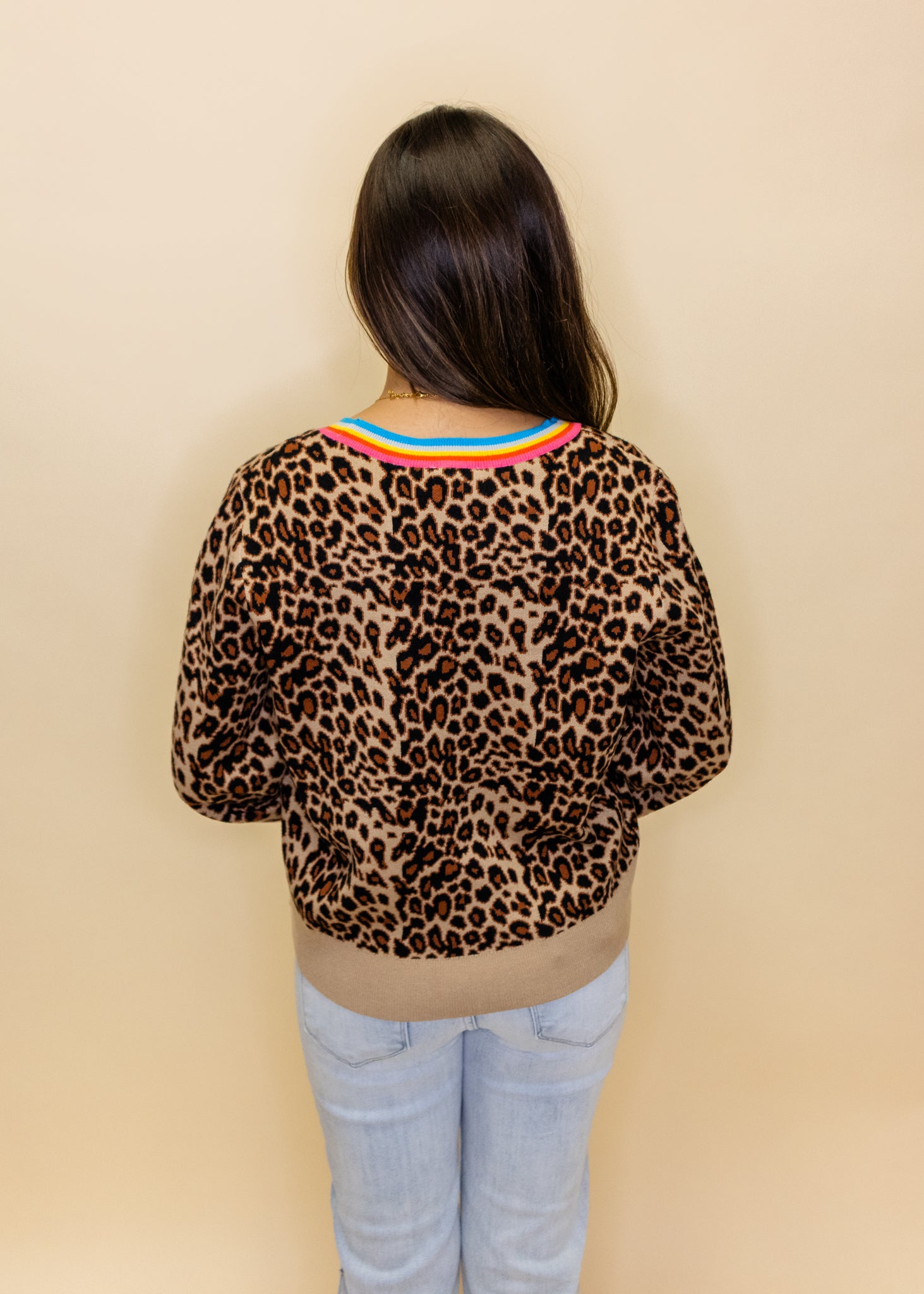 Black Leopard Button Cardigan