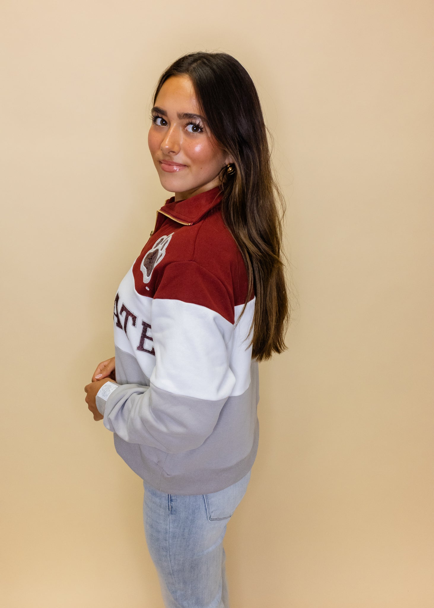 Licensed Miss State Quarter Zip Colorblock Sweatshirt