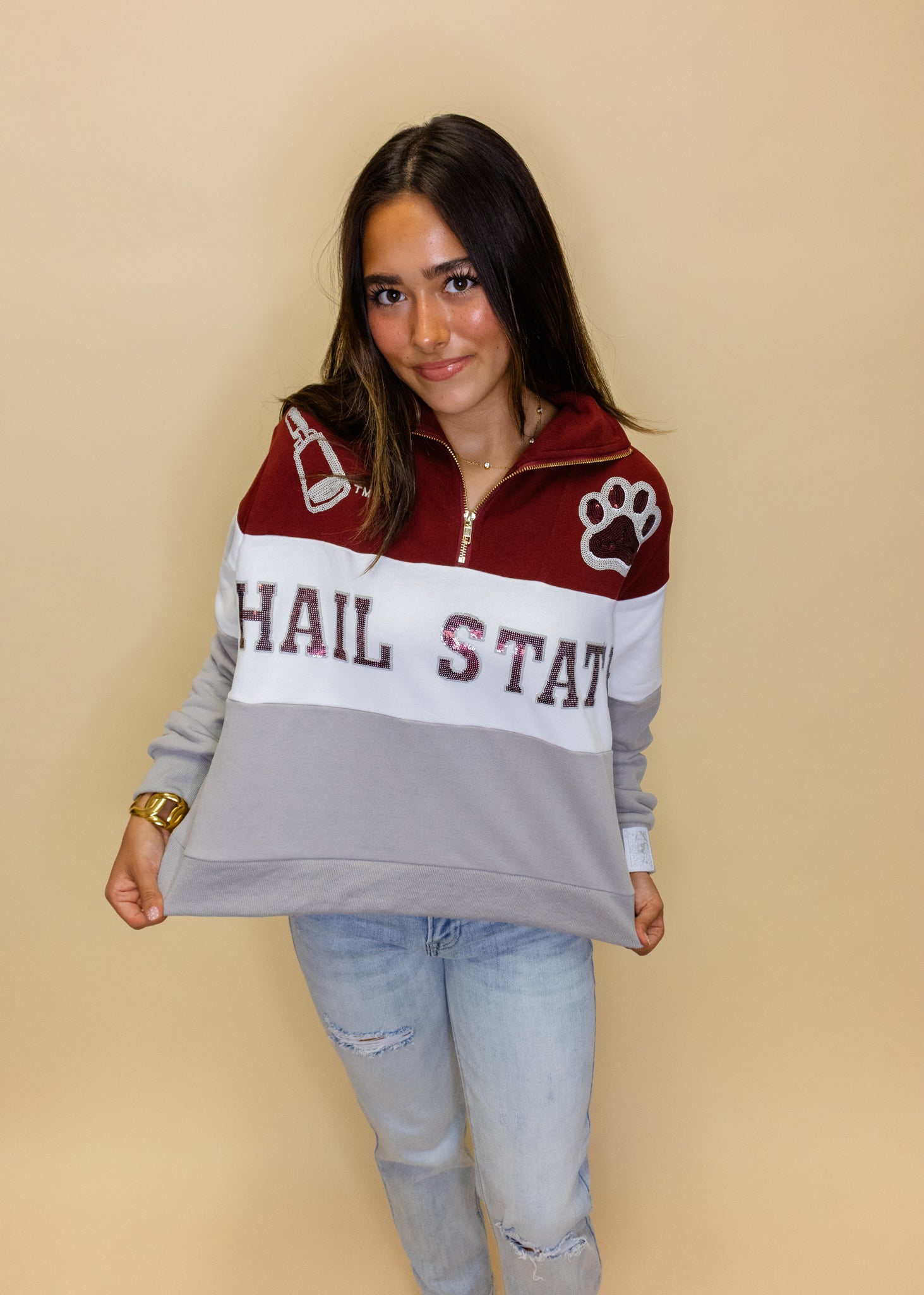 Licensed Miss State Quarter Zip Colorblock Sweatshirt