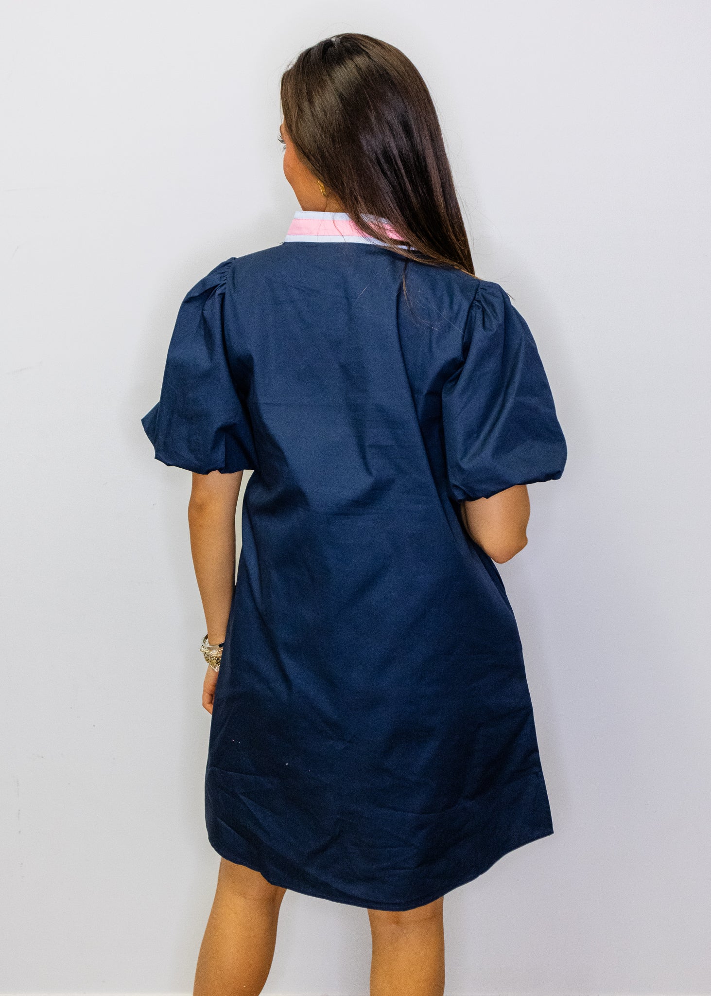 Navy Baroque Applique Dress