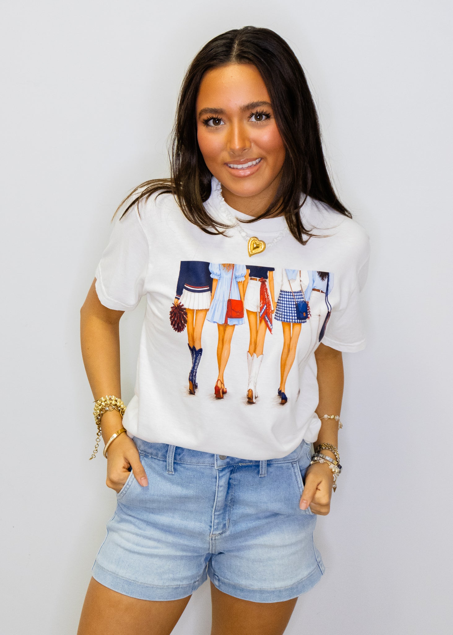 Red & Blue Boots Girls Tee