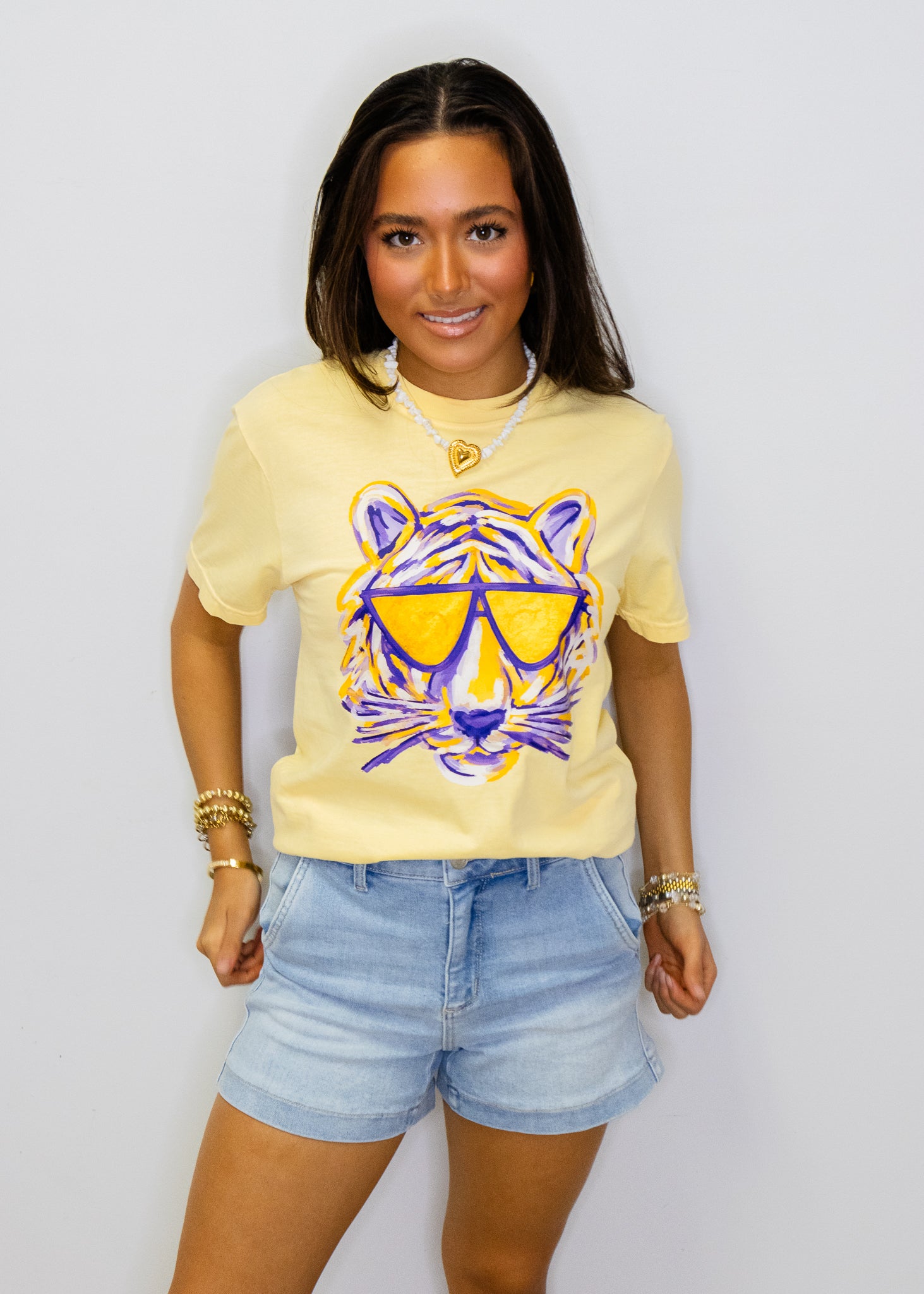 Yellow Game Day Sunglasses Tiger Tee