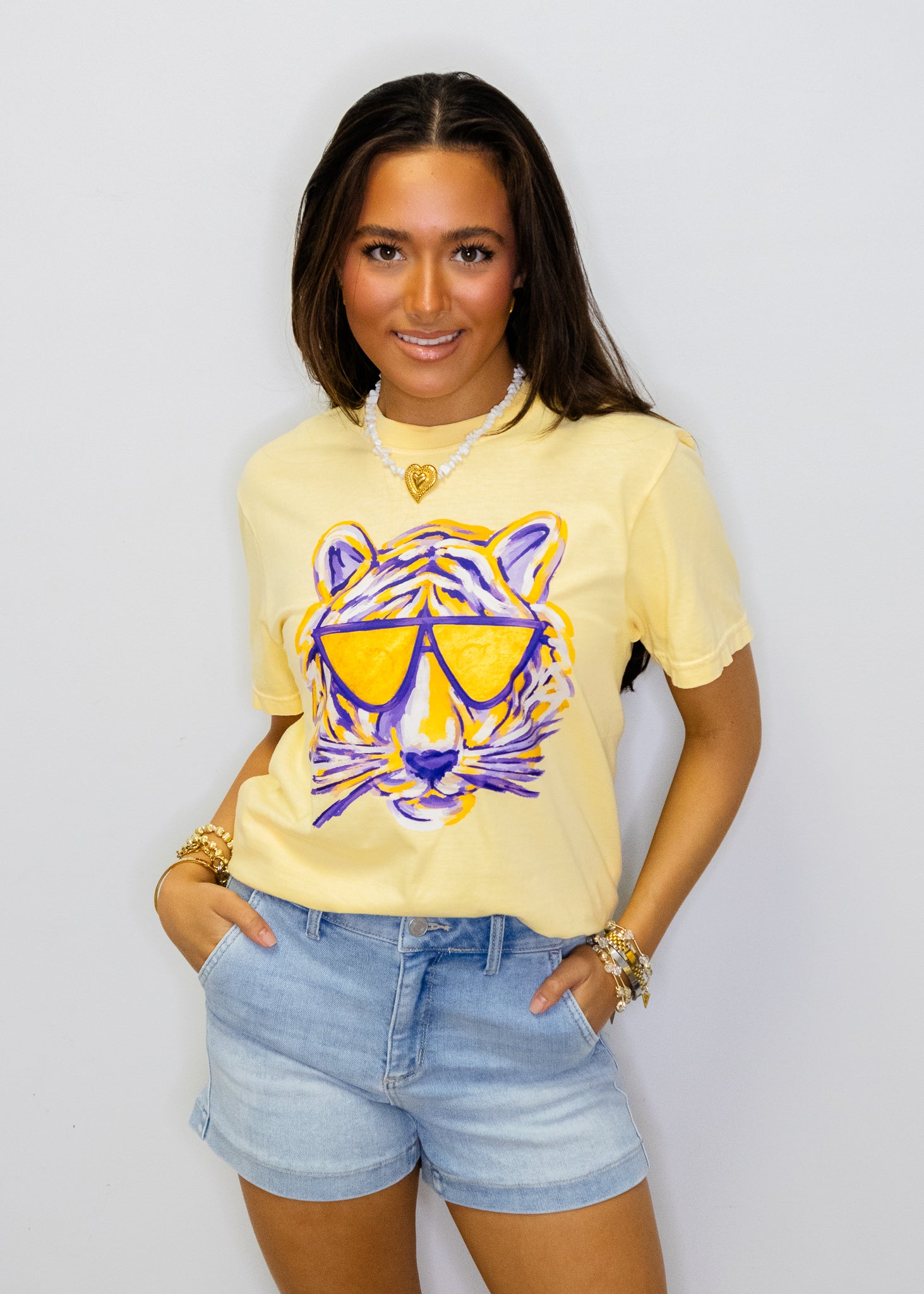 Yellow Game Day Sunglasses Tiger Tee