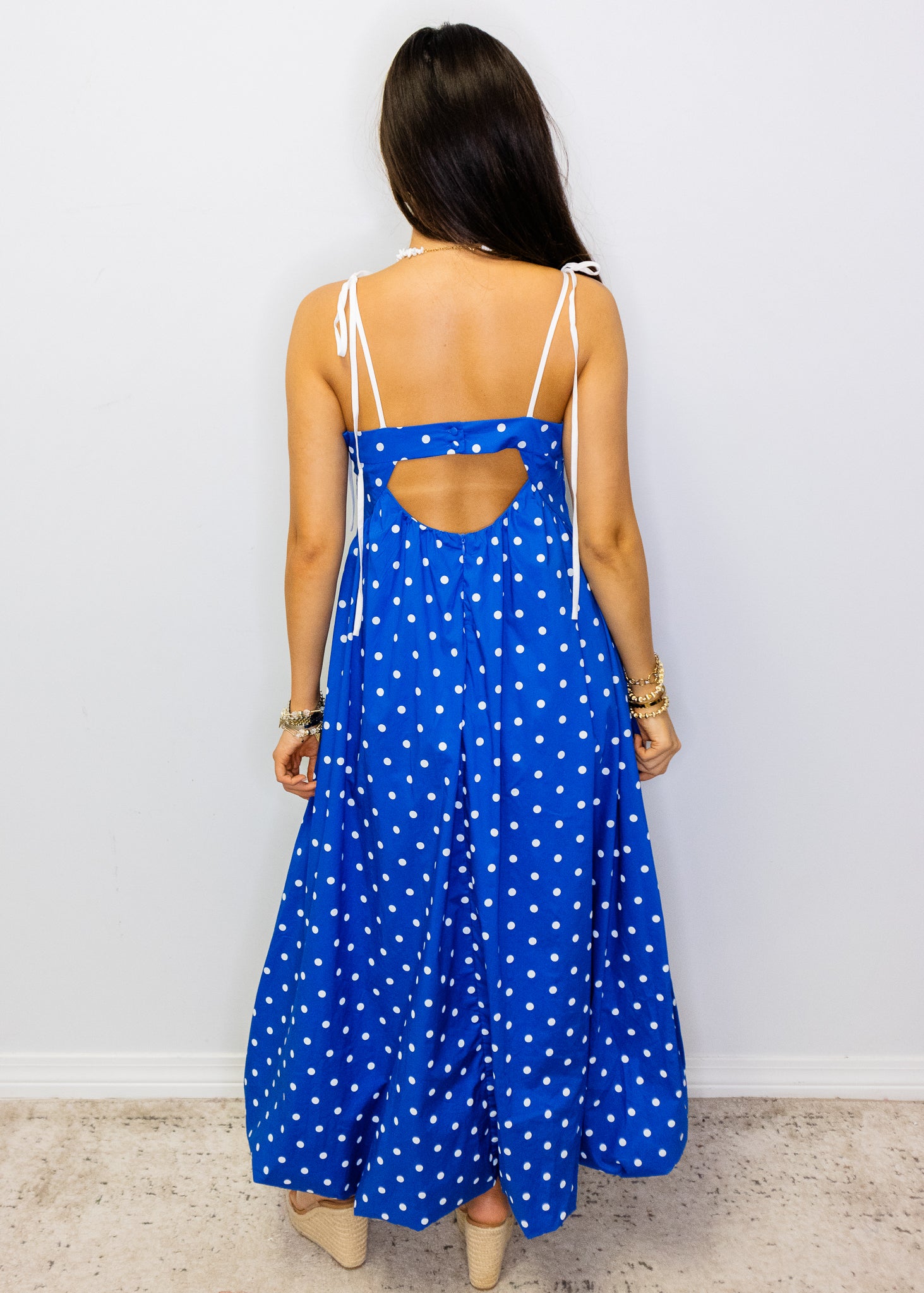 Royal Blue Polka Dot Maxi Dress