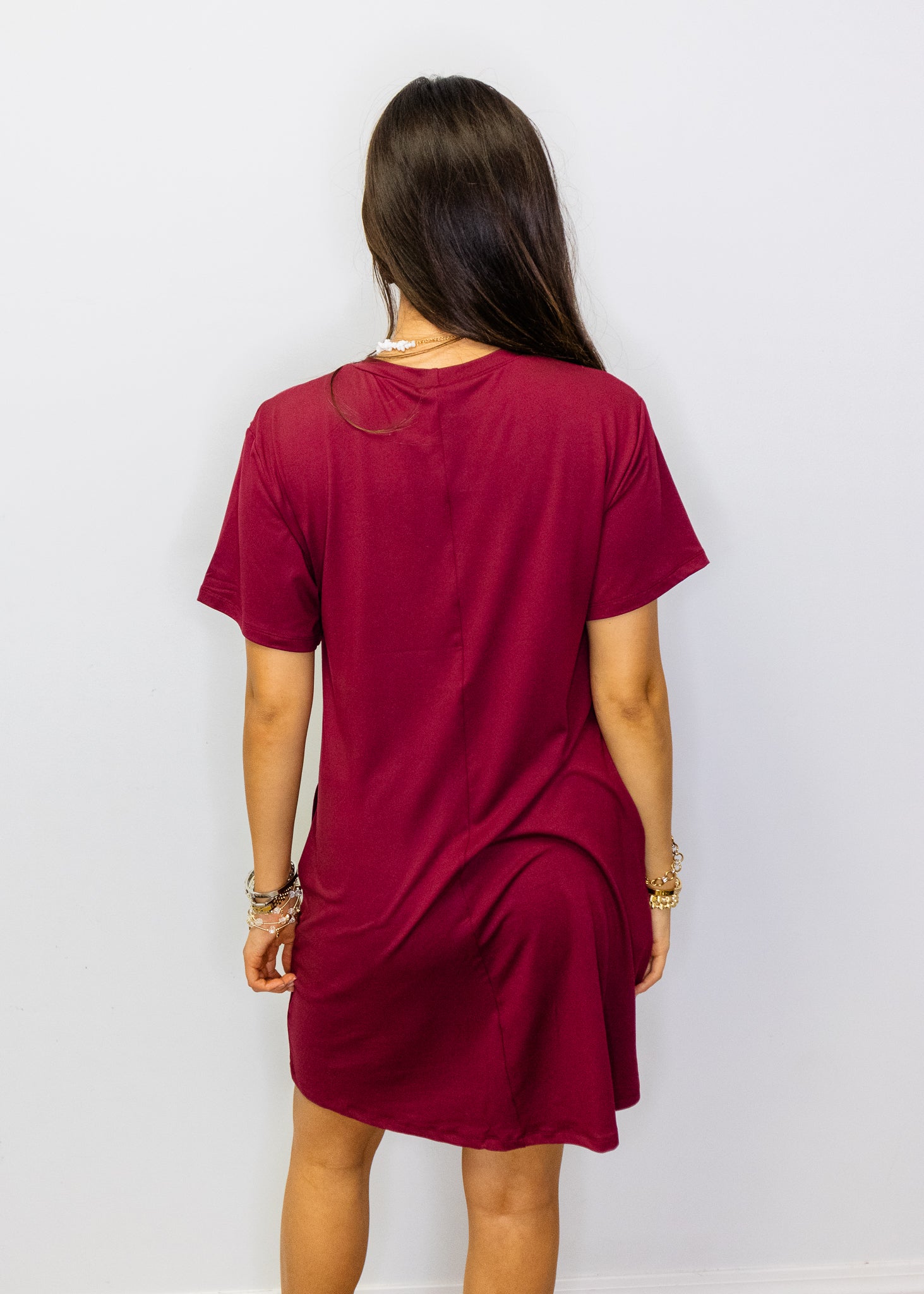 Maroon On The Go T- Shirt Dress