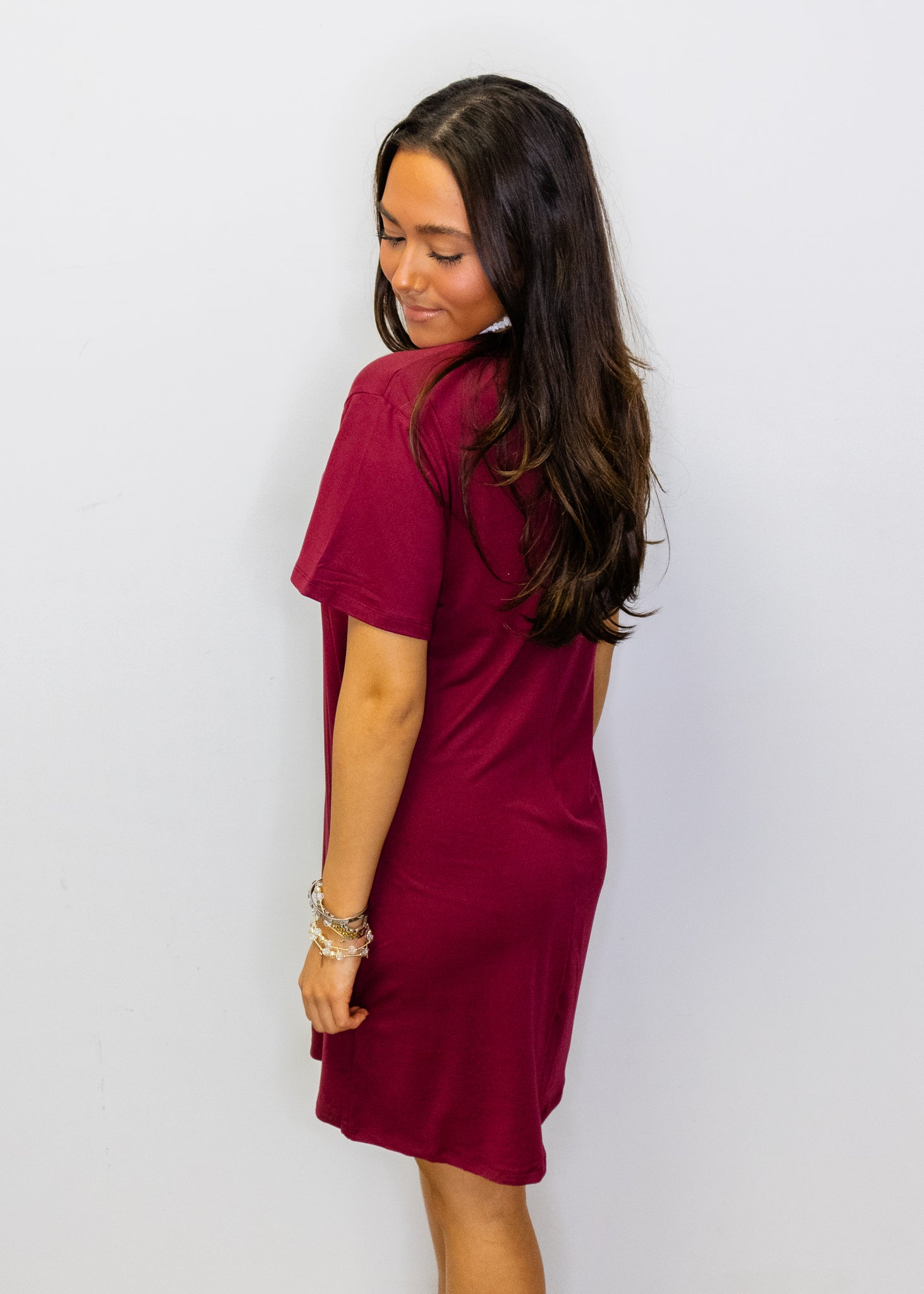 Maroon On The Go T- Shirt Dress