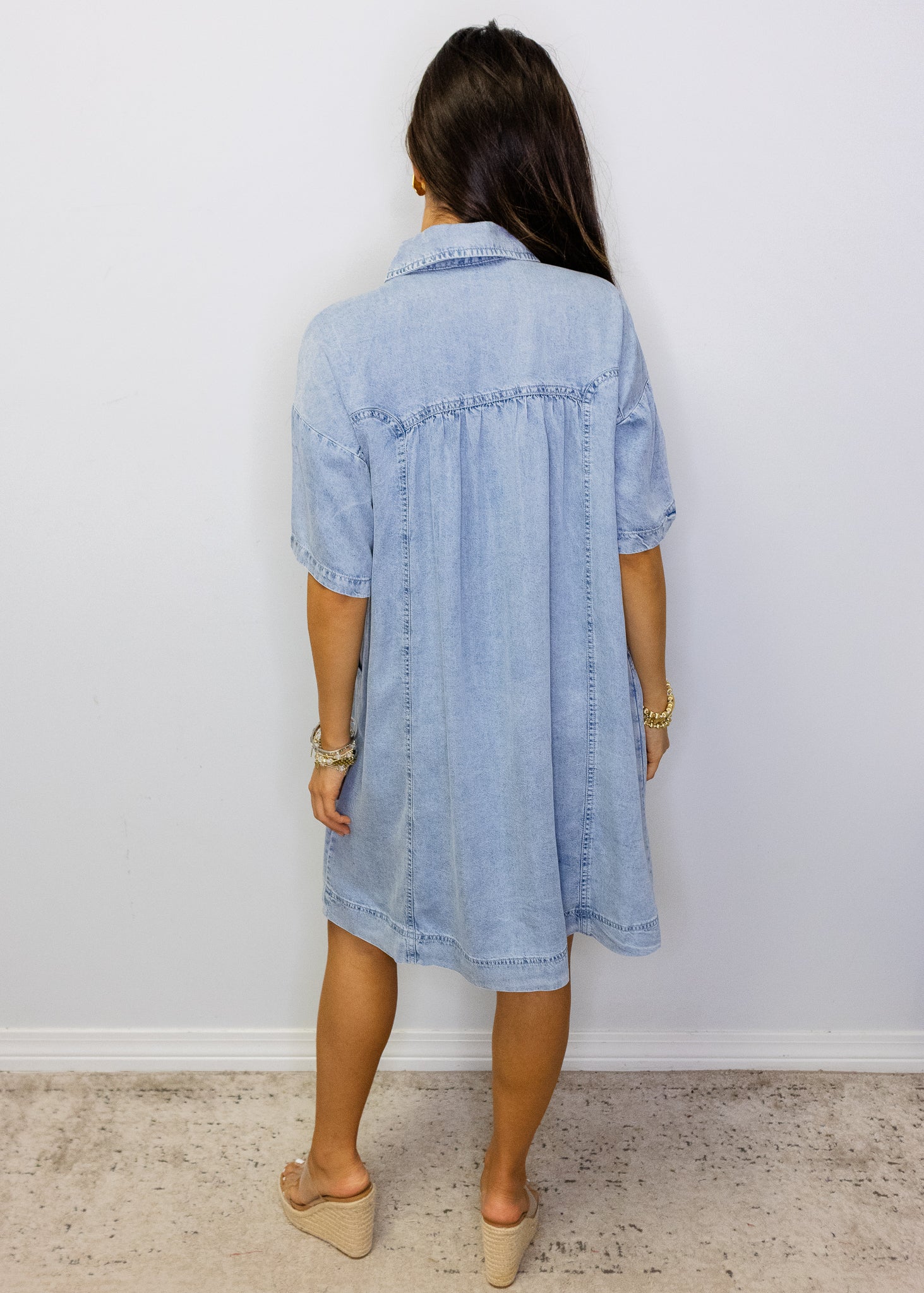 Denim Button-Up Pocket Dress