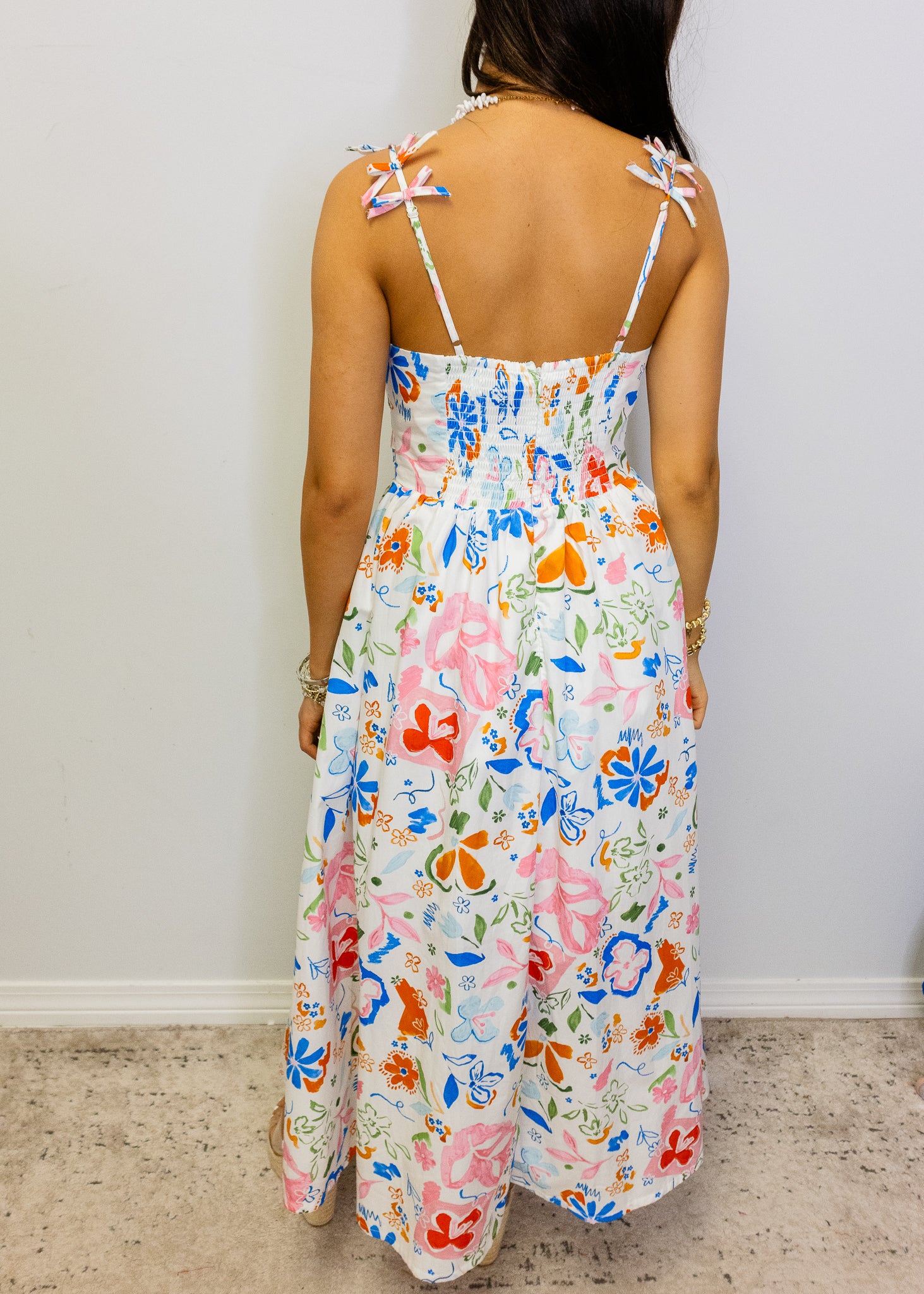Multi Abstract Floral Midi Dress