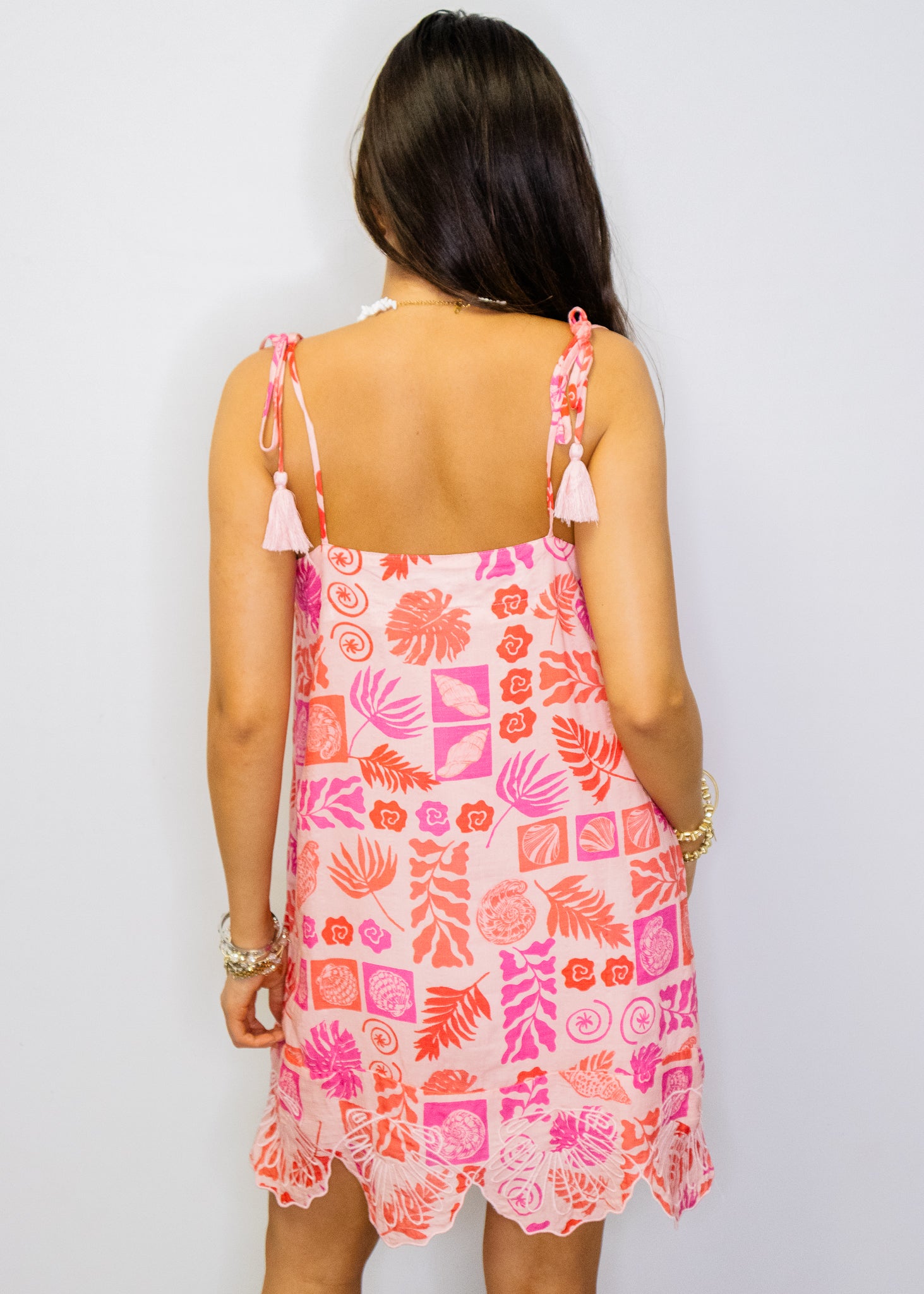 Pink Tropical Gauze Mini Dress