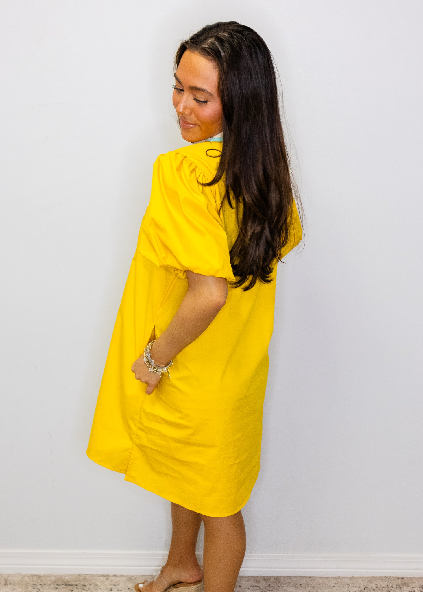 Yelllow Baroque Applique Dress