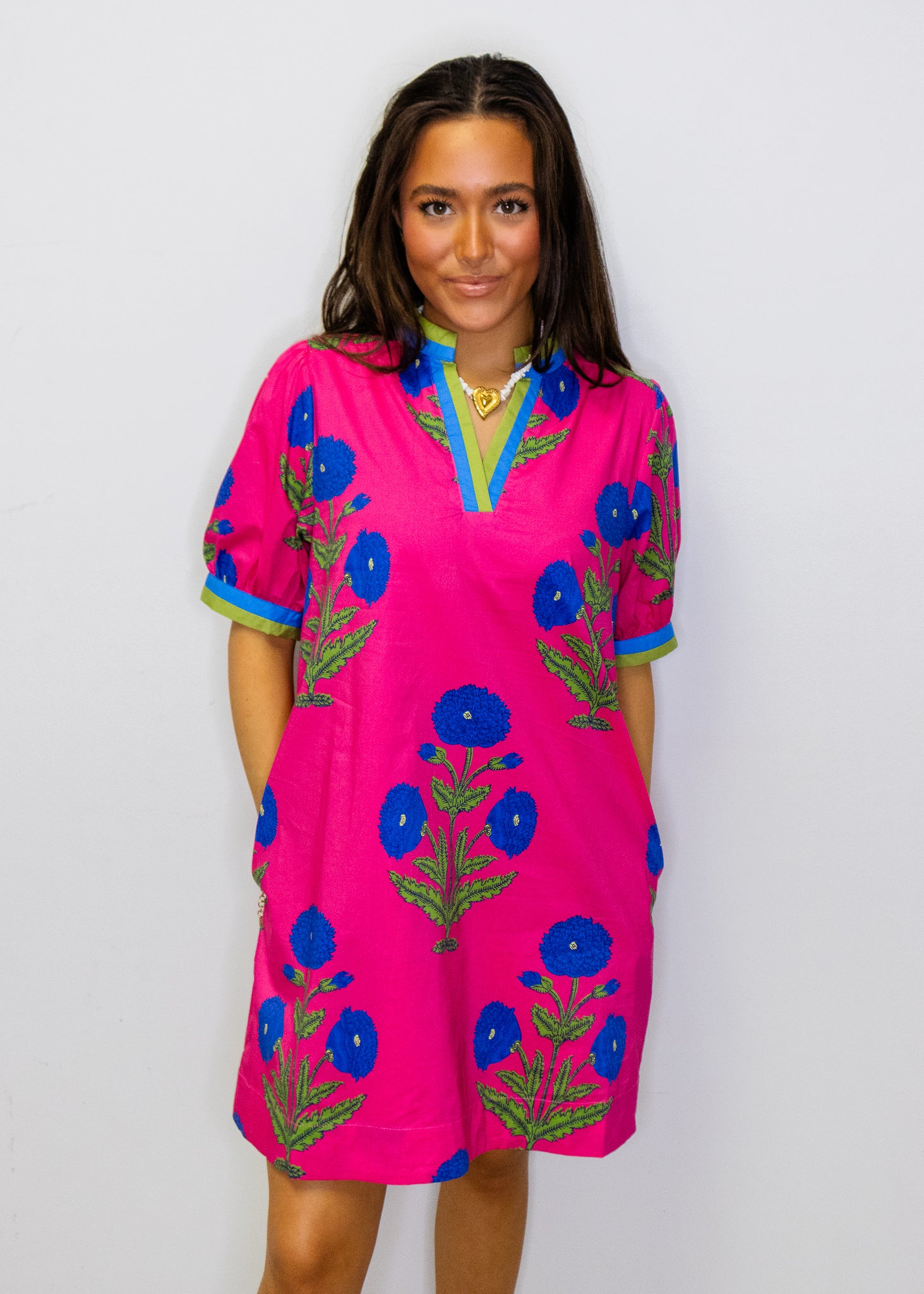 Hot Pink Floral Print Dress
