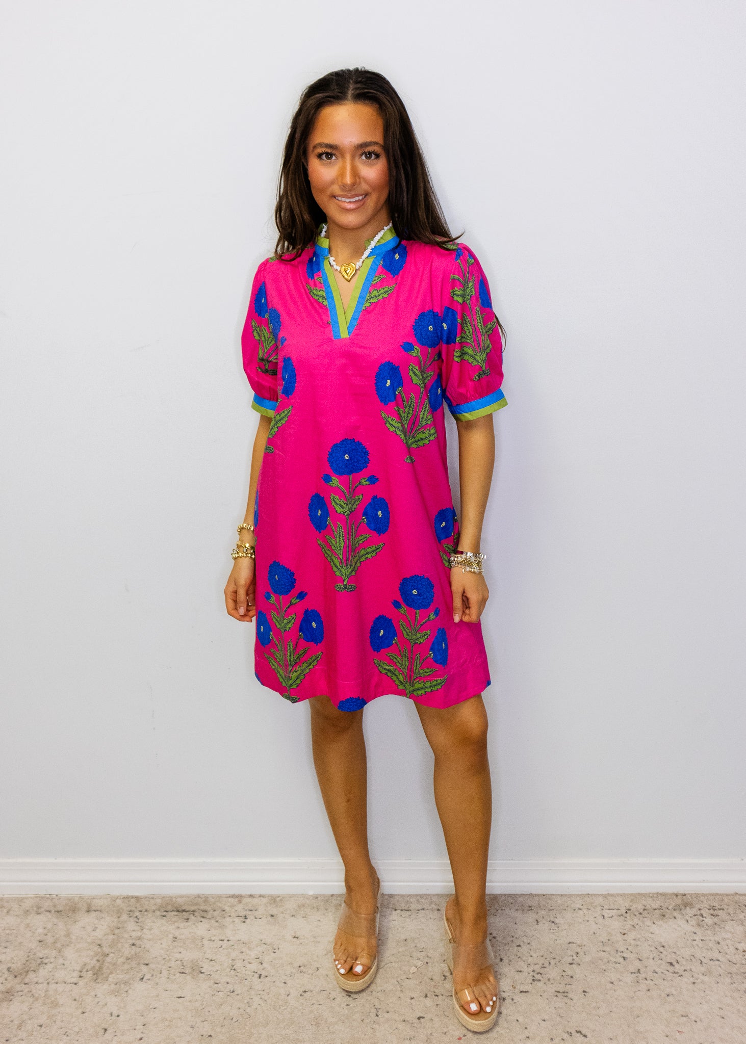 Hot Pink Floral Print Dress