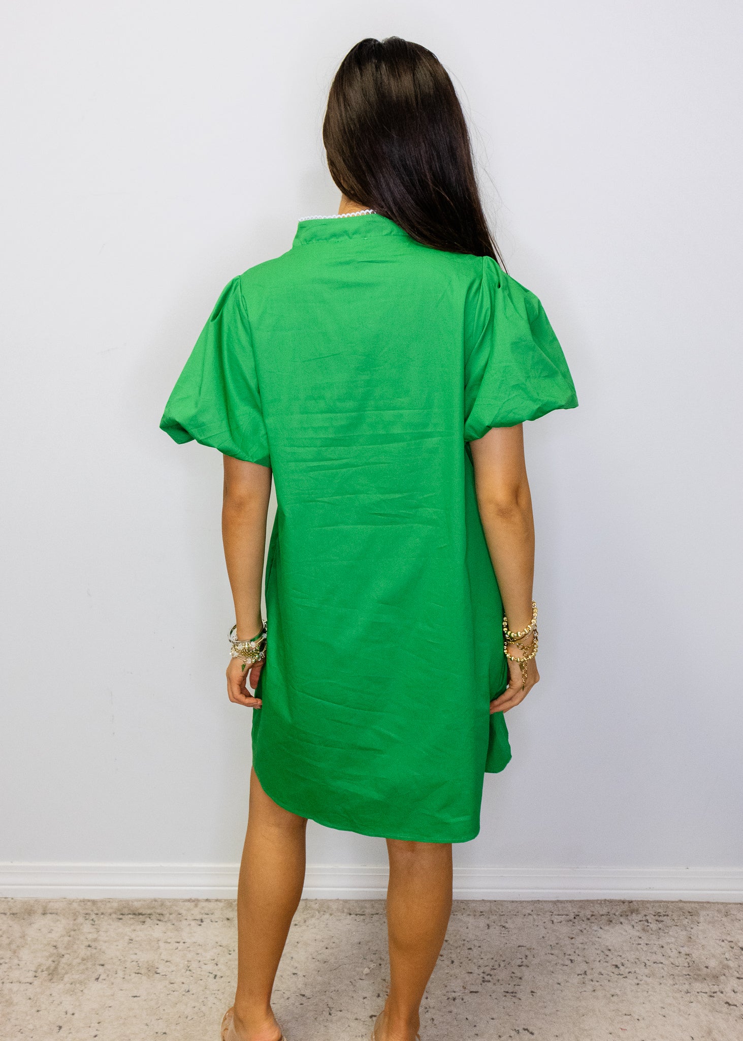 Green Baroque Applique Shift Dress