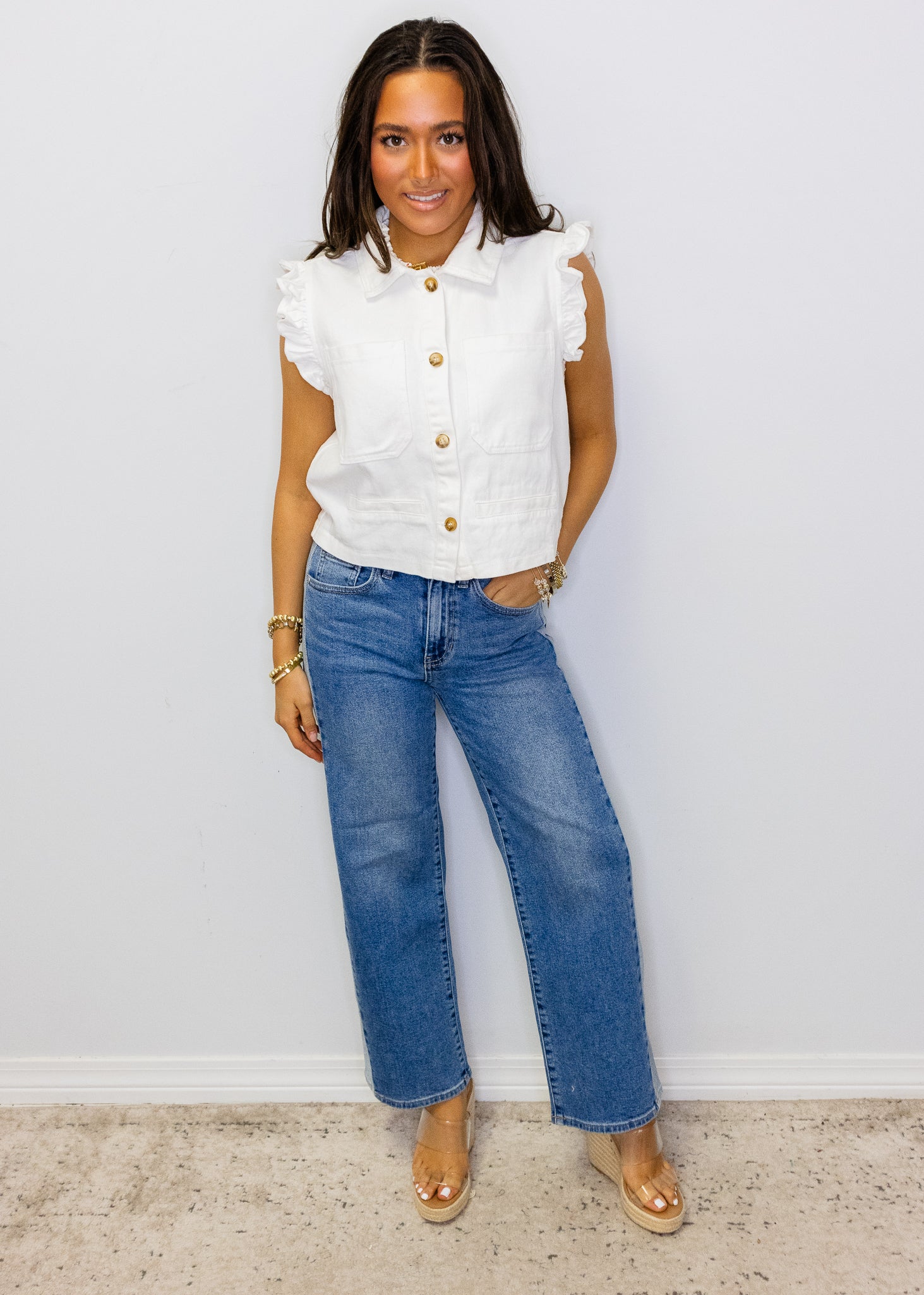 Contrast Side High Rise Jeans