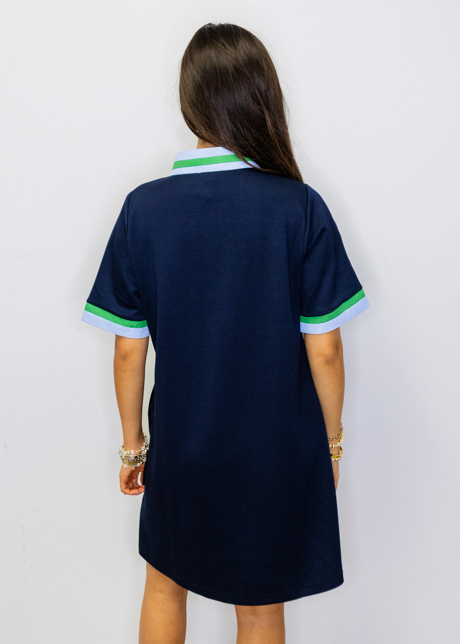 Navy Blue Contrast Detail Dress