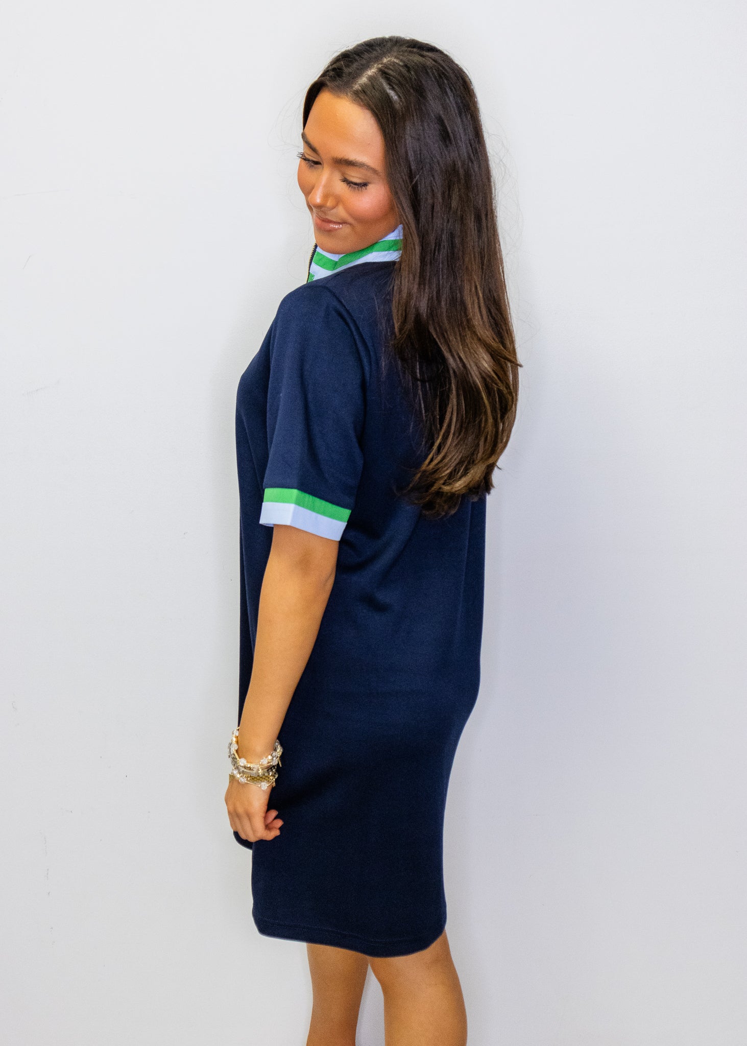 Navy Blue Contrast Detail Dress
