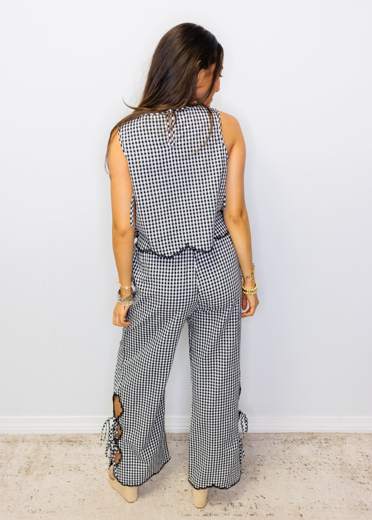 Black Gingham Pants Set