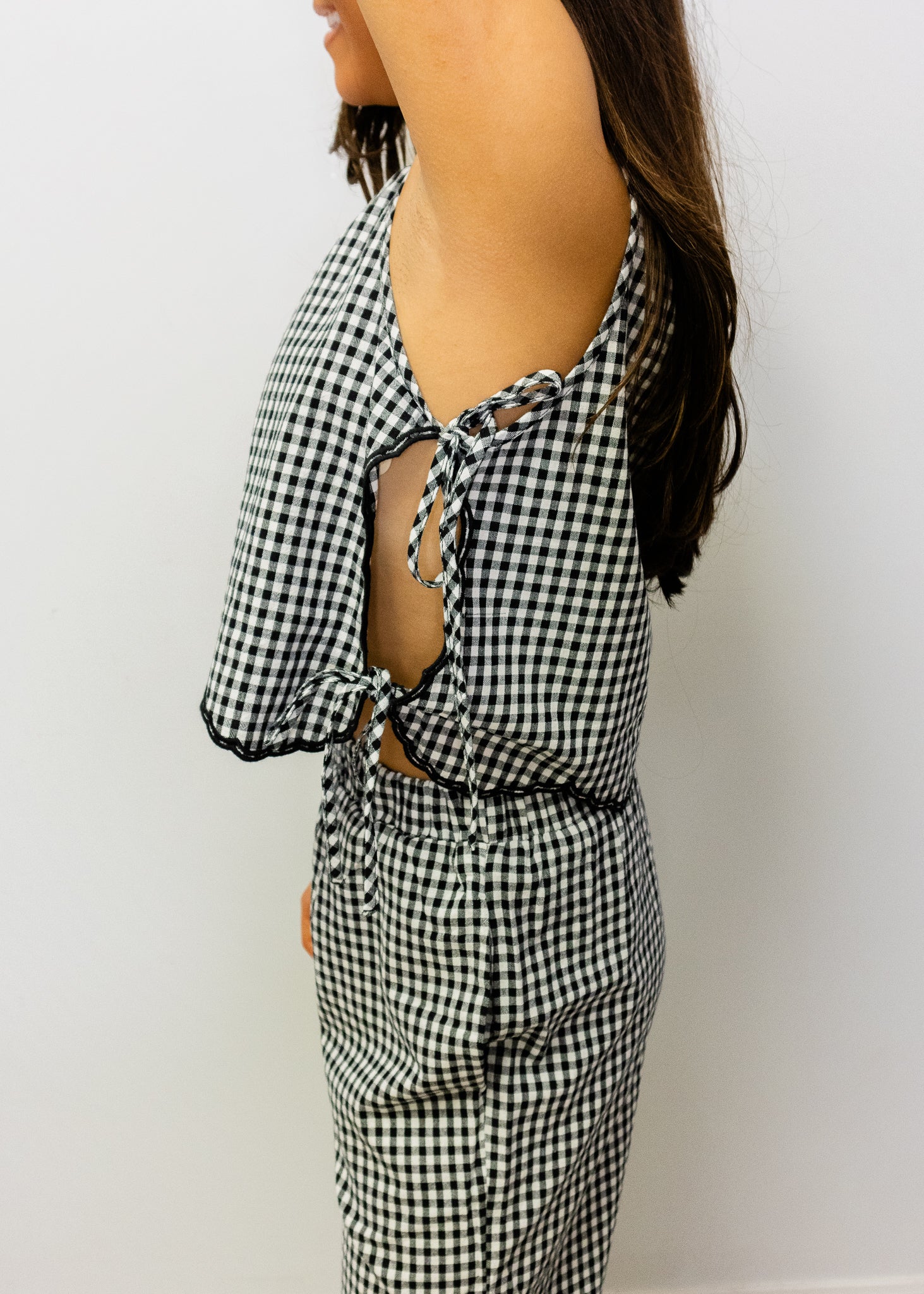 Black Gingham Pants Set