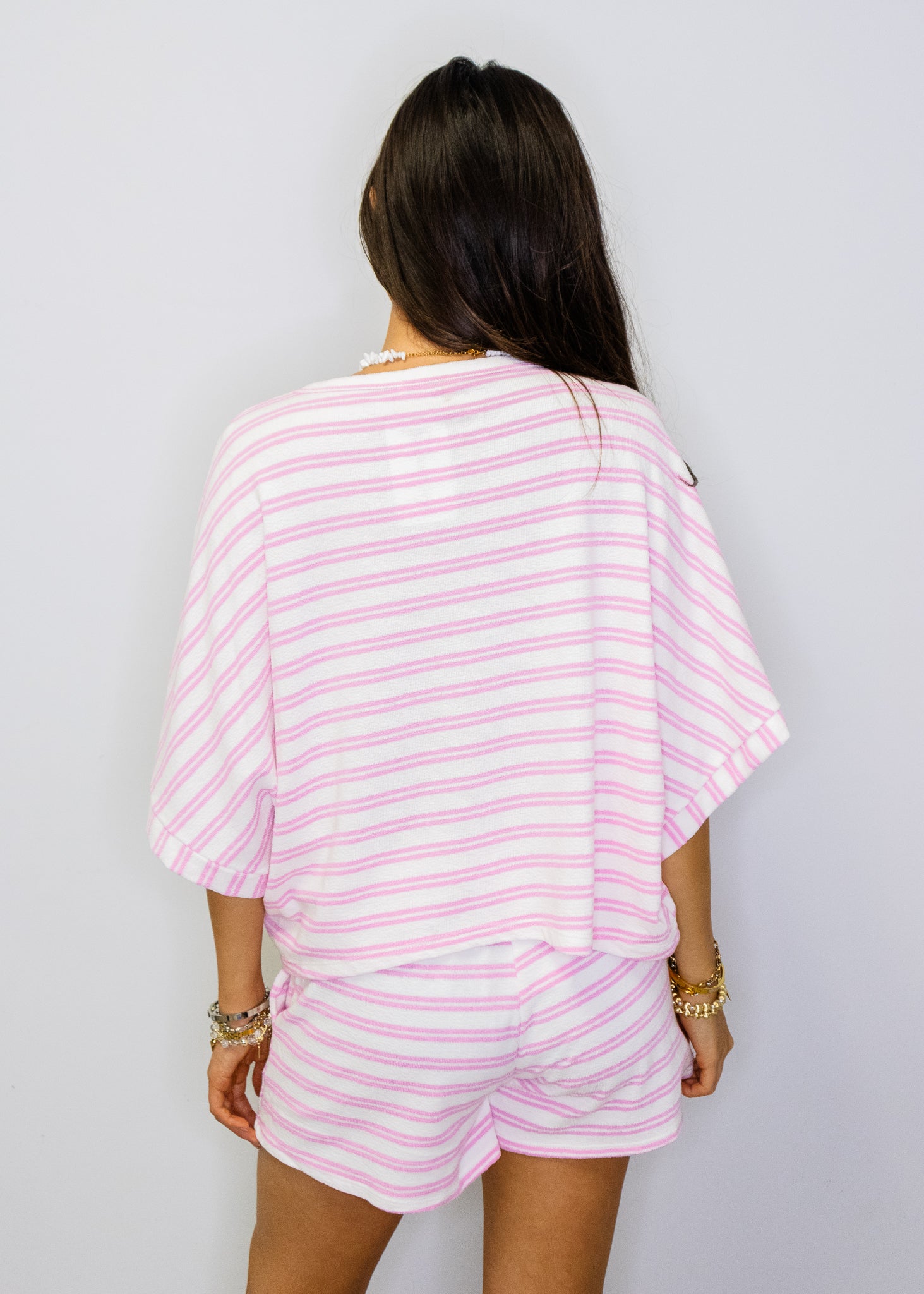 Pink Striped Terry Cloth Top