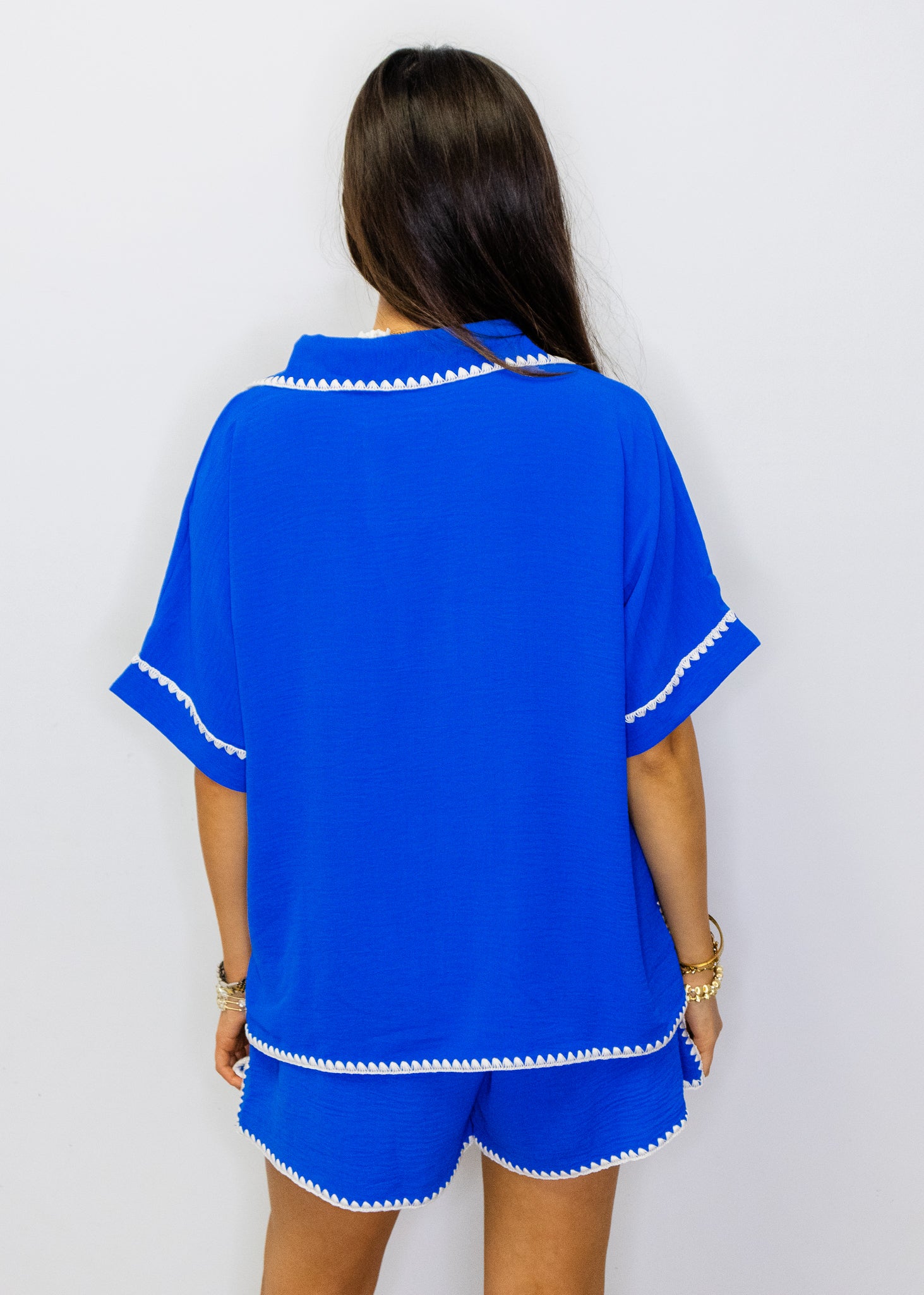 Royal Blue Contrast Shorts Set