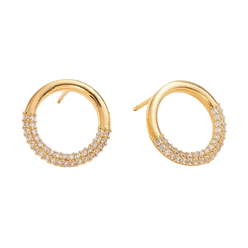 Circle 18K Gold Dip Stud Earrings