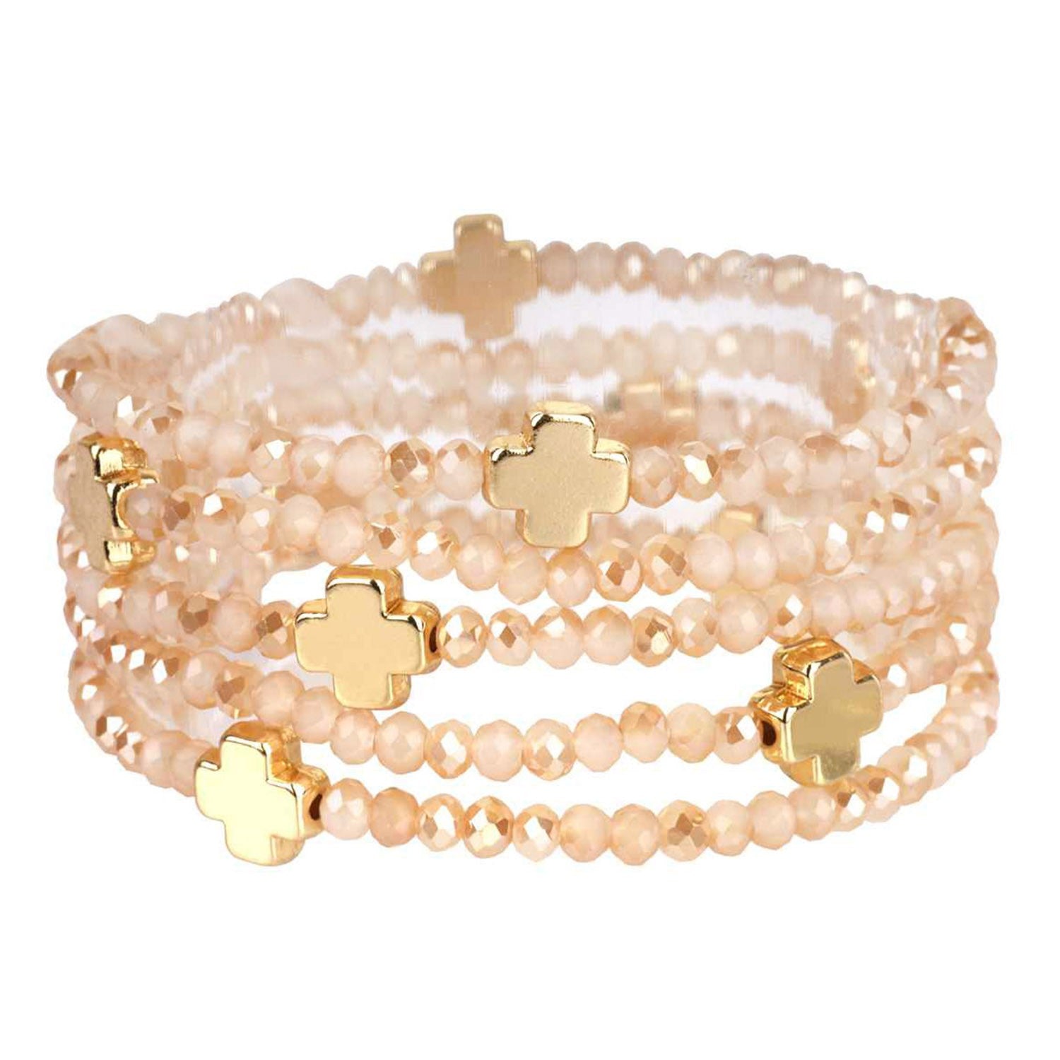 Multi Layer Cross Charm Bead Bracelet