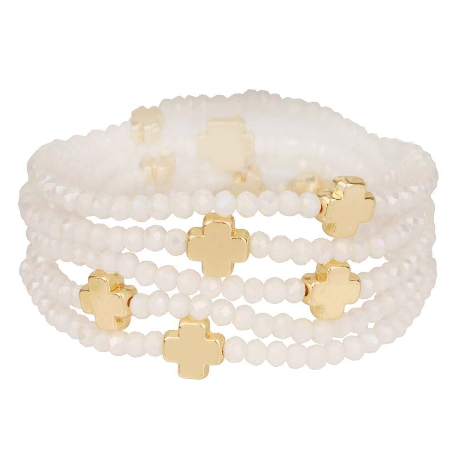 Multi Layer Cross Charm Bead Bracelet
