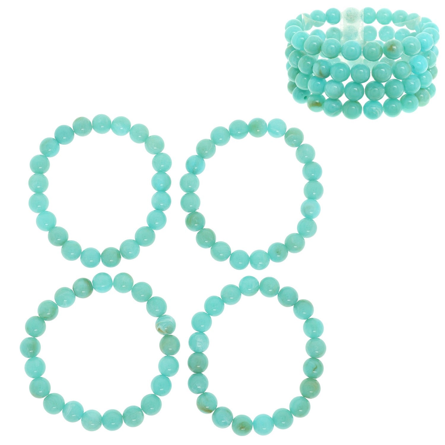 Marbled Pearl Bead Stretch Bracelet Set