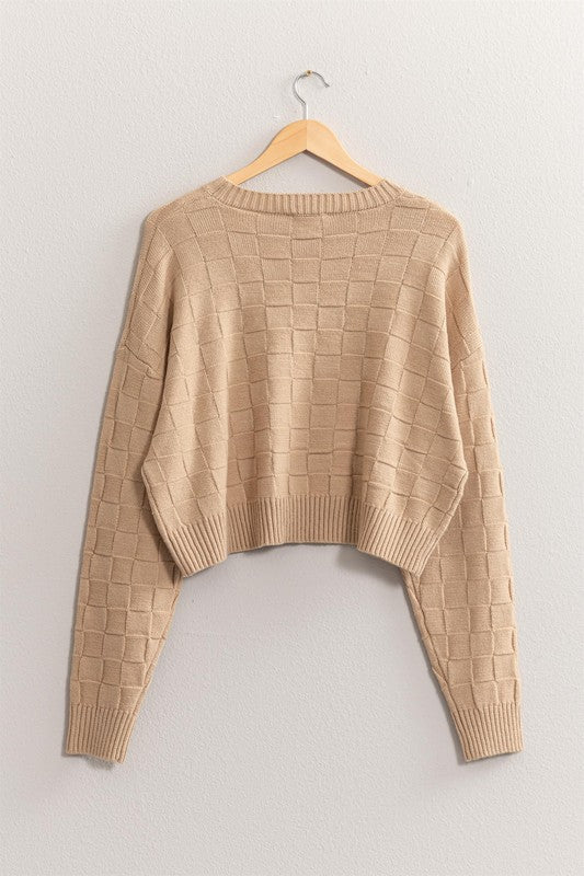 Taupe Square Texture Sweater